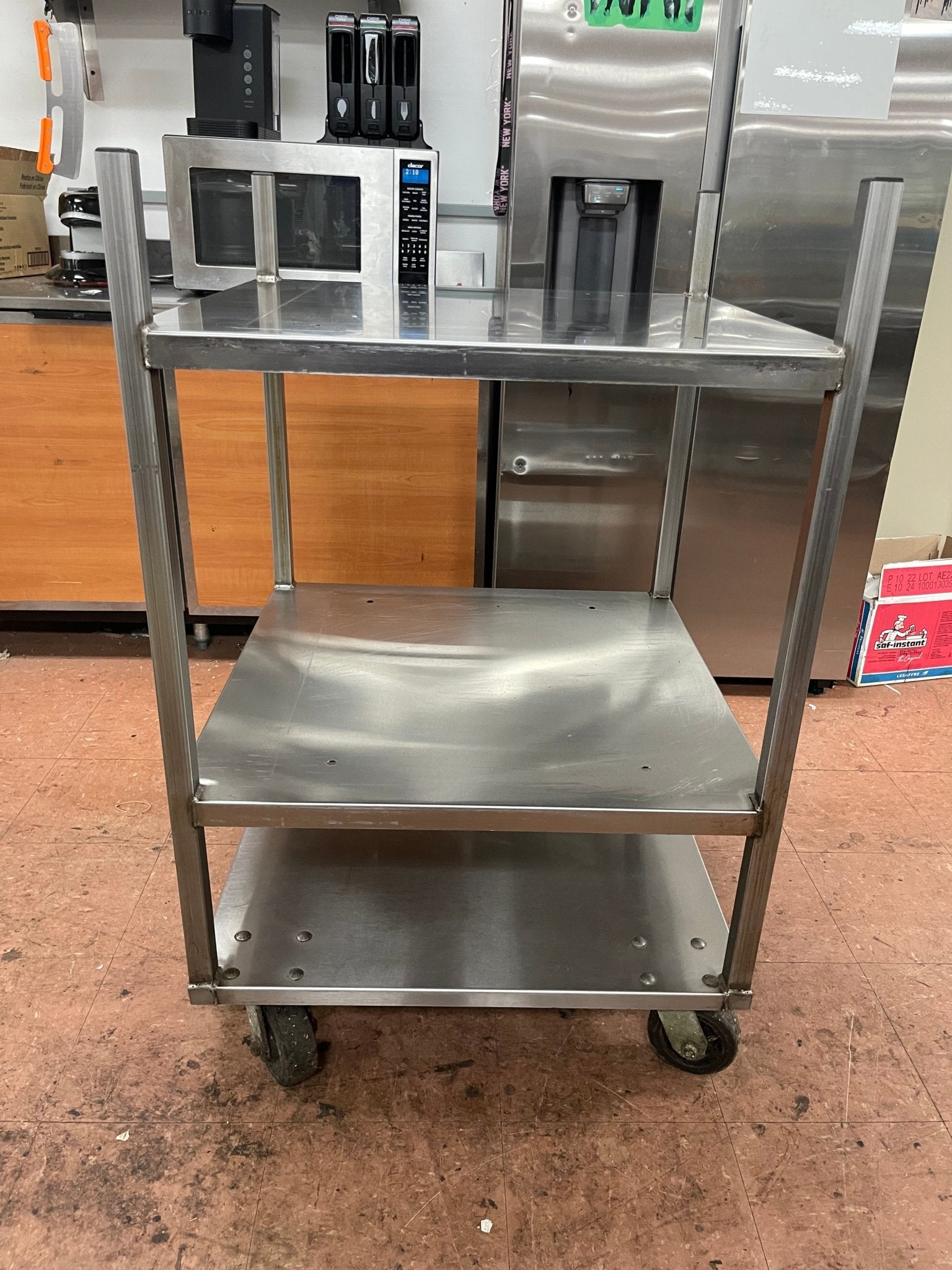 Used Stainless Commercial Double Oven Equipment Stand with Caster Wheels - Falcon Restaurant Supply - 2