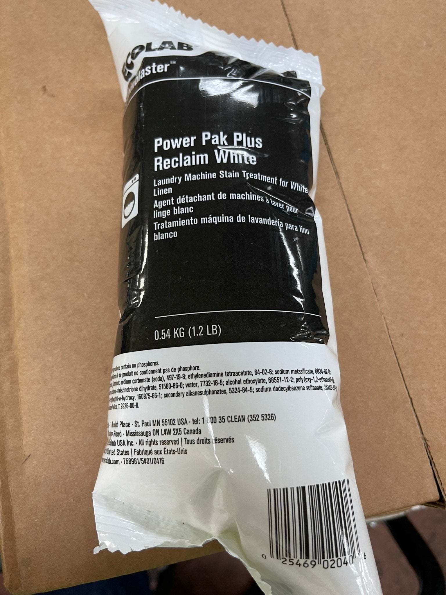 New Ecolab StainBlaster Power Pak Reclaim White Commercial Laundry Stain Remover - Falcon Restaurant Supply - 1