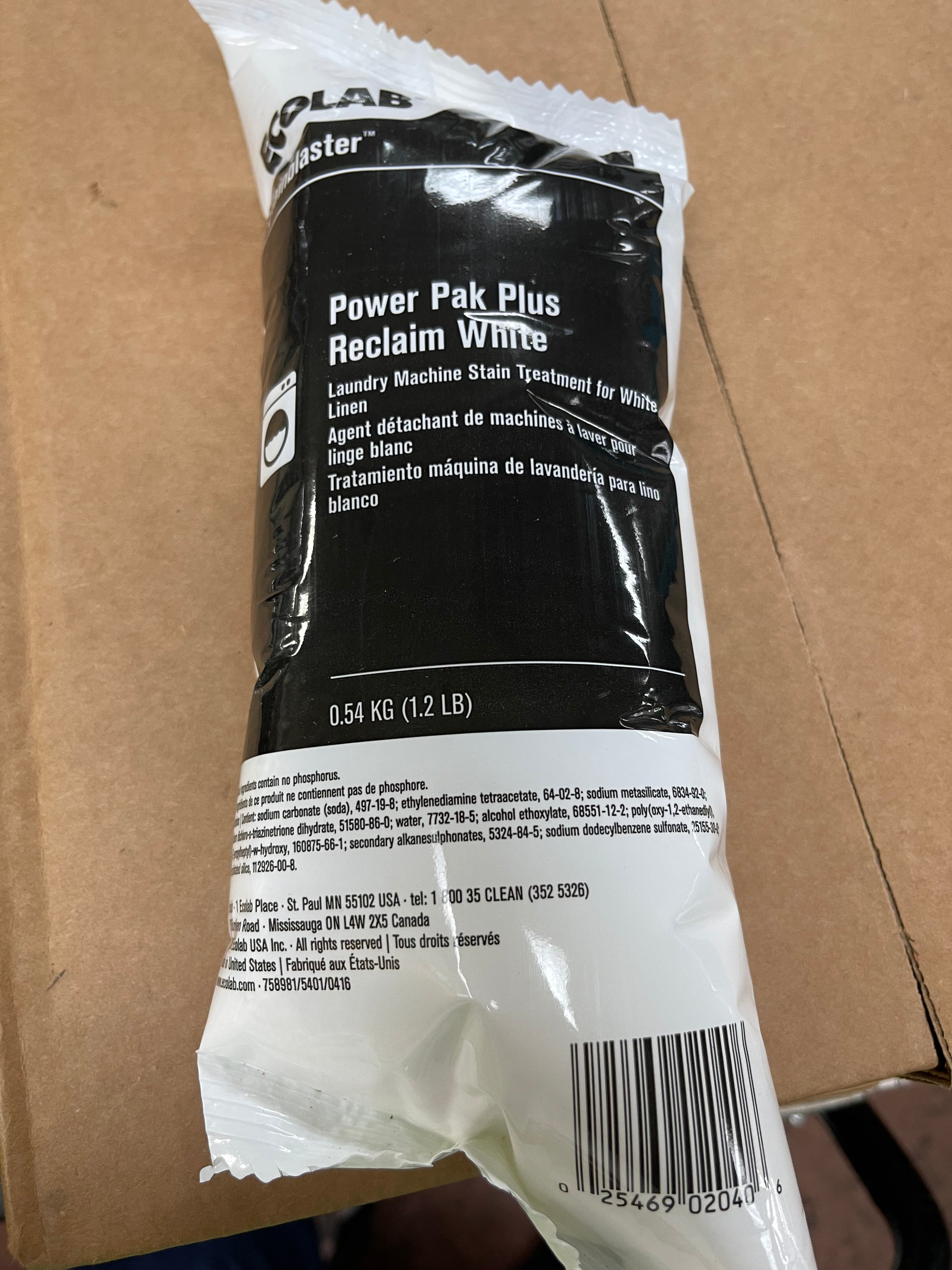New Ecolab StainBlaster Power Pak Reclaim White Commercial Laundry Stain Remover