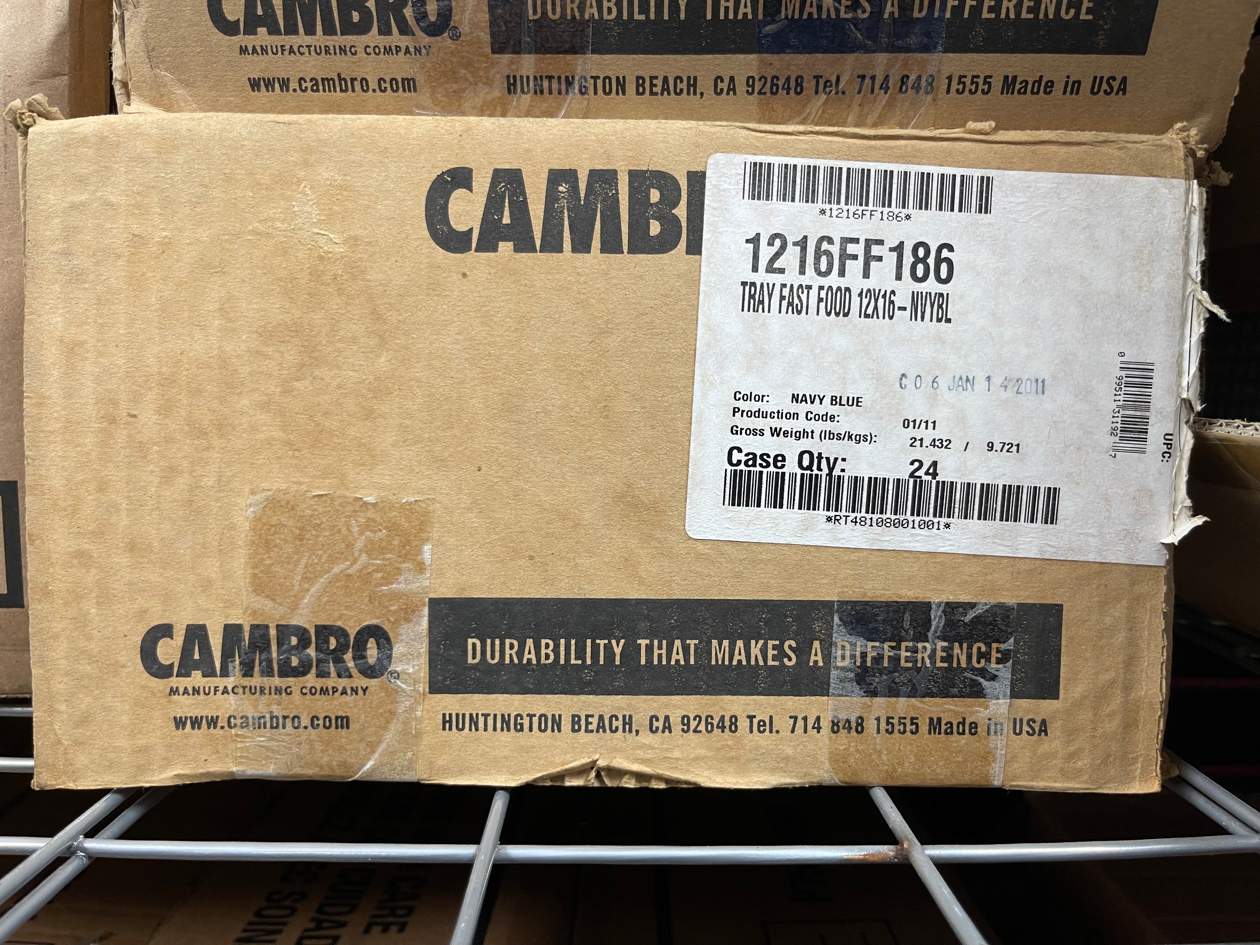New Cambro 1216FF186 12" x 16" Navy Blue Fast Food Serving Tray - 24/Case