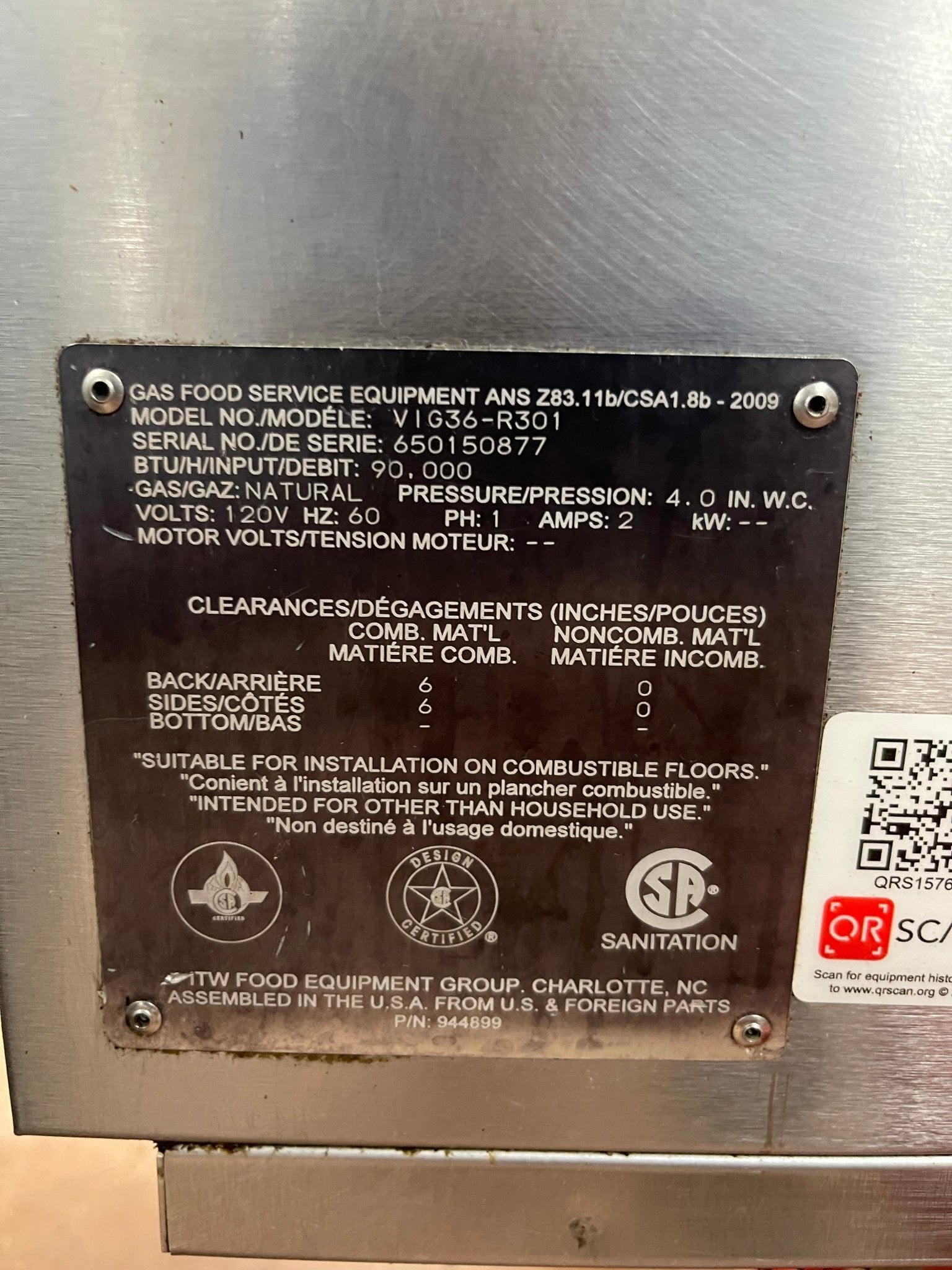 Used Vulcan VIG36 - R301 Thermostatic Natural Gas 36" Flat Top Griddle with 1" Chrome Plate - Falcon Restaurant Supply - 10