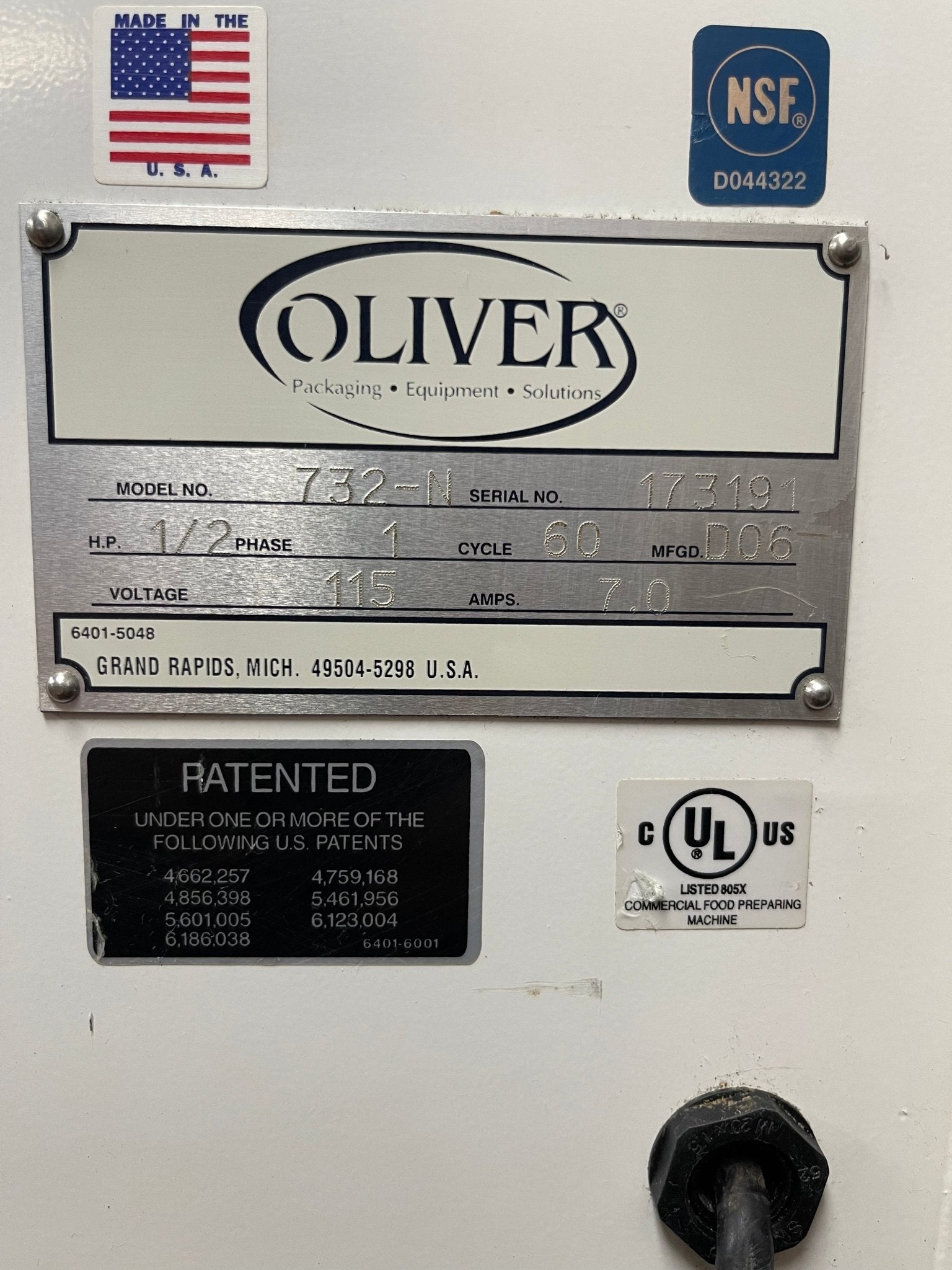 Used Oliver 732 - N Legacy Countertop Front Load Bread Slicer with Stand 120V - Falcon Restaurant Supply - 11