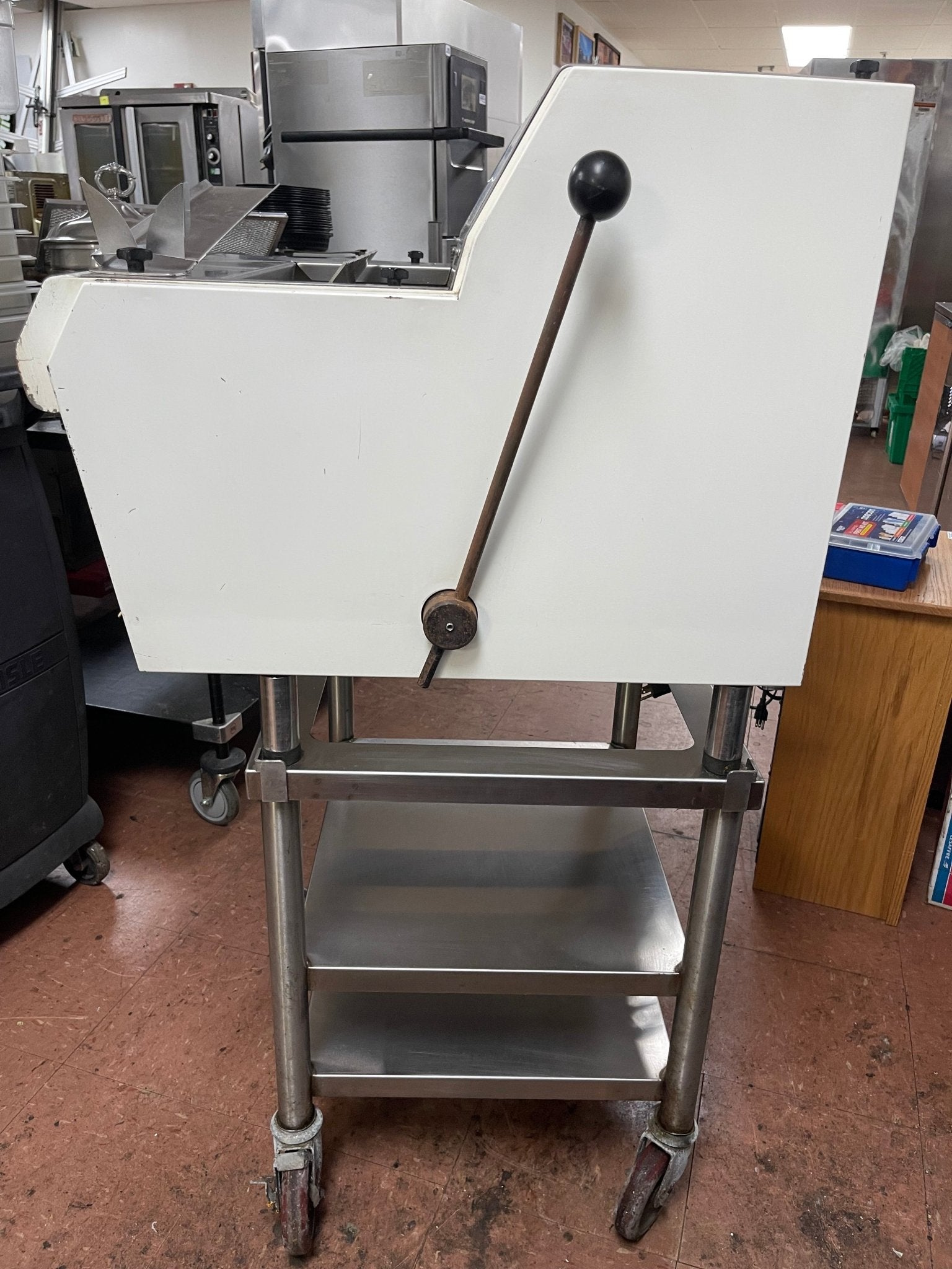 Used Oliver 732 - N Legacy Countertop Front Load Bread Slicer with Stand 120V - Falcon Restaurant Supply - 2
