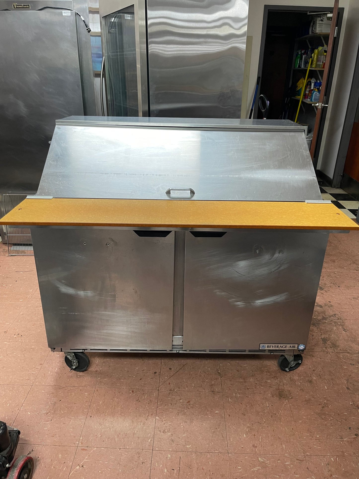 Used Beverage-Air SPE48-18M  48" 2 Door Mega Top Refrigerated Prep Table - JS