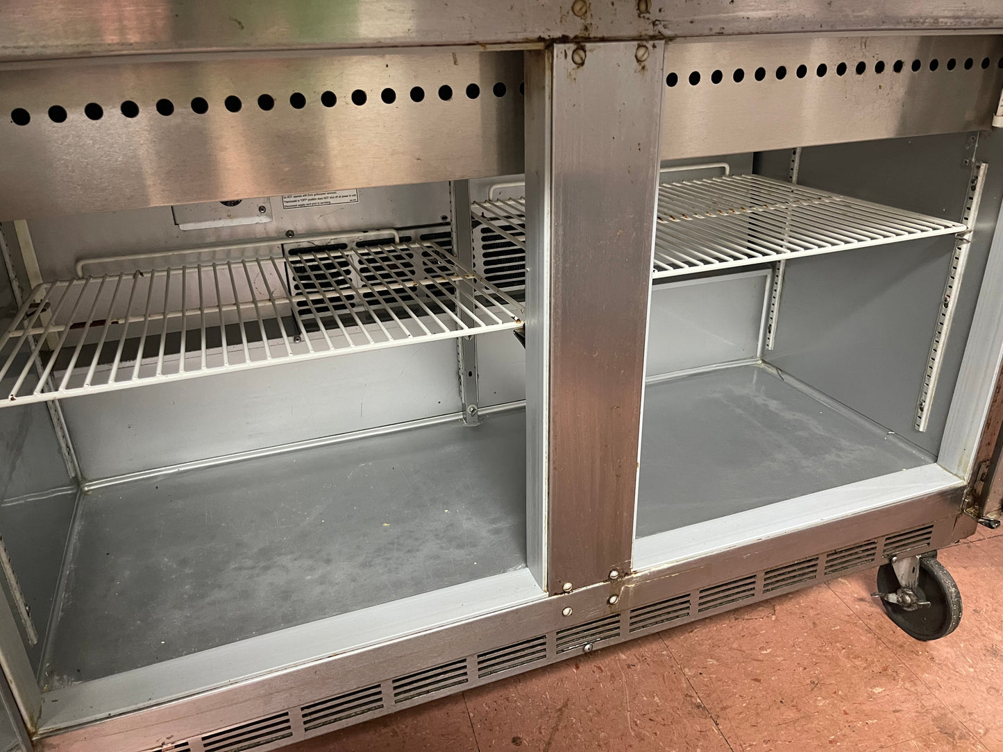 Used Beverage-Air SPE48-18M  48" 2 Door Mega Top Refrigerated Prep Table - JS