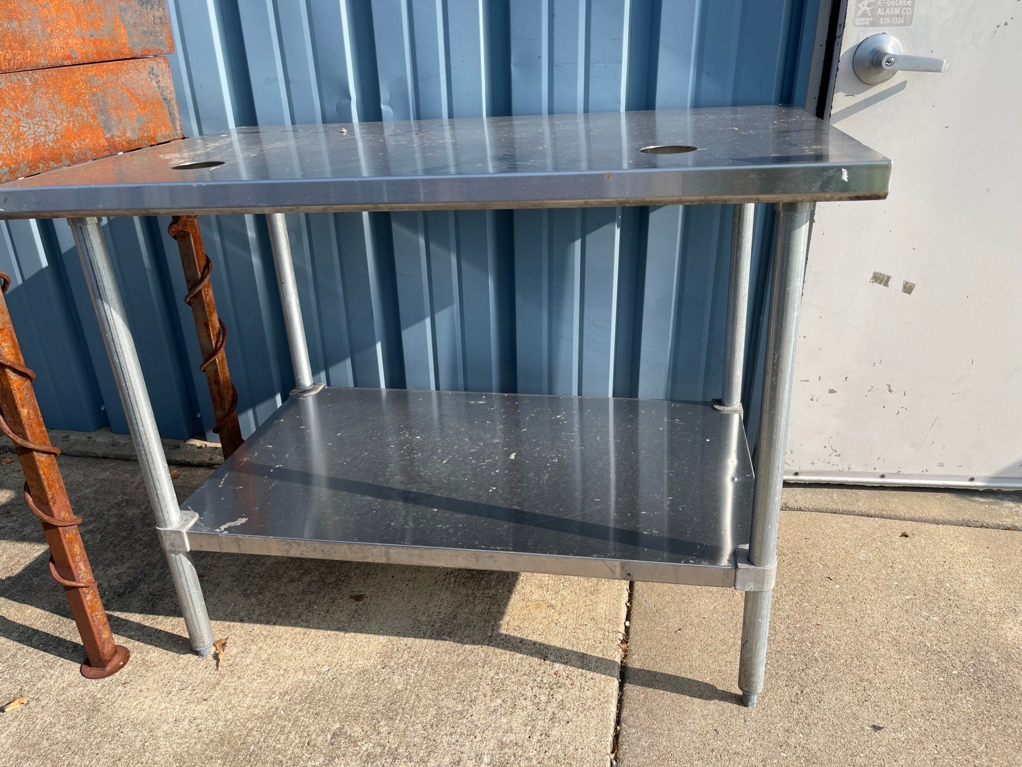Used 48" Stainless Steel Table with 2 Cutouts - SS49 - Falcon Restaurant Supply - 3