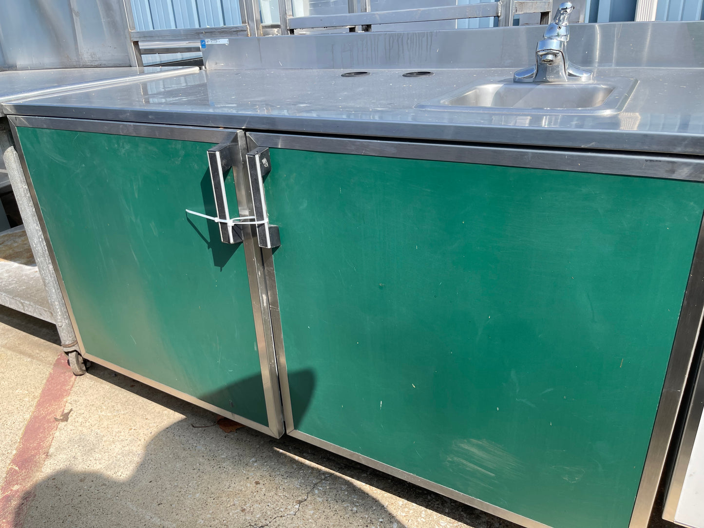 Used 60" Stainless 2 Door Cabinet with Sink - SS59