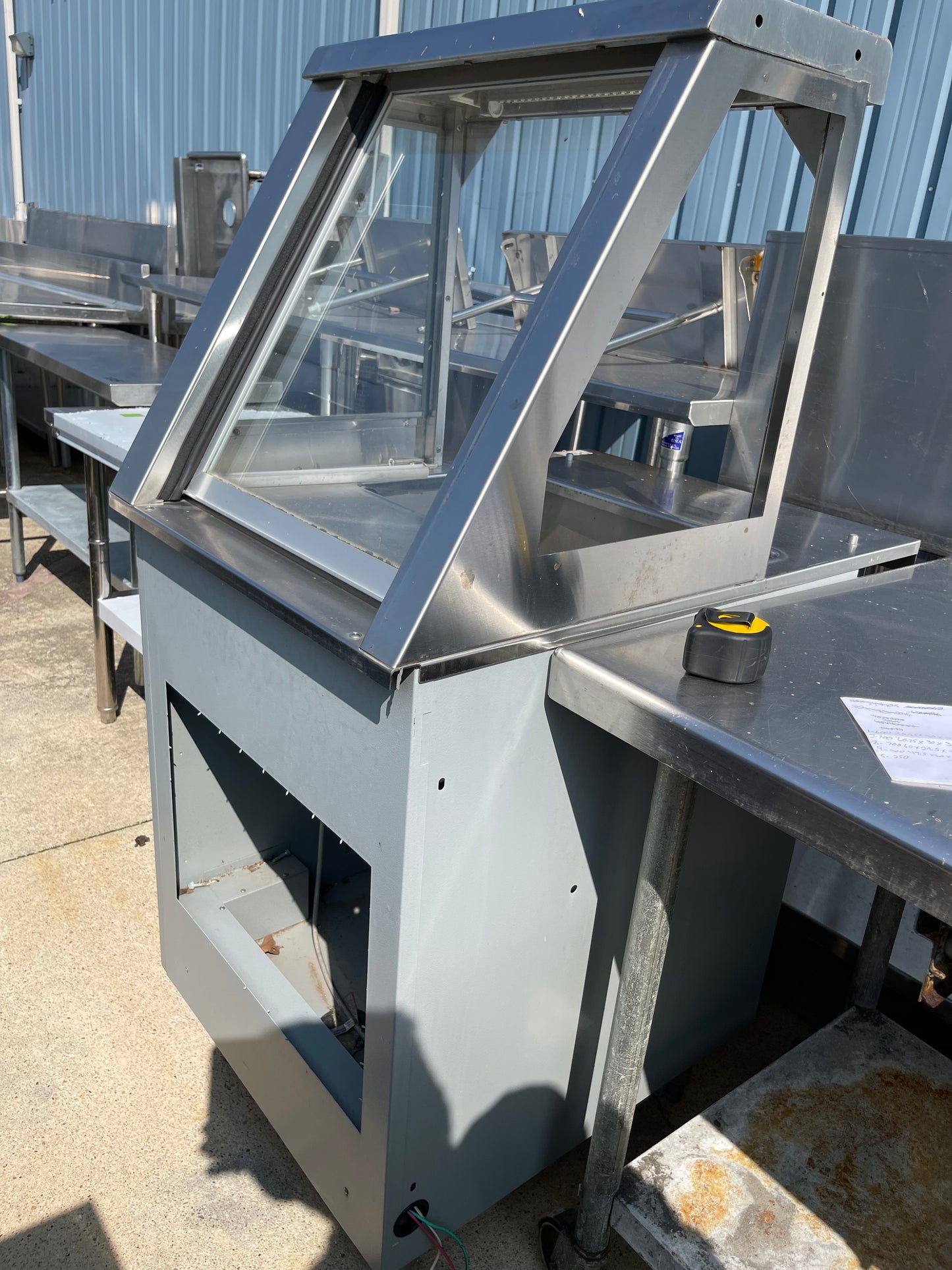 Used Stainless Steel Serving Counter with Sneeze Guard - SS61