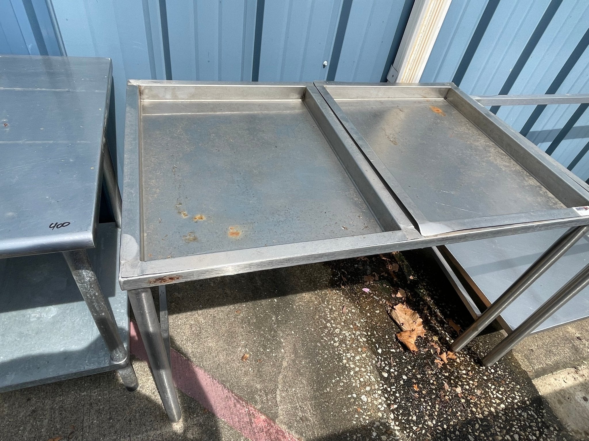 Used 48" Stainless Steel Table with Removable Trays - SS90 - Falcon Restaurant Supply - 1