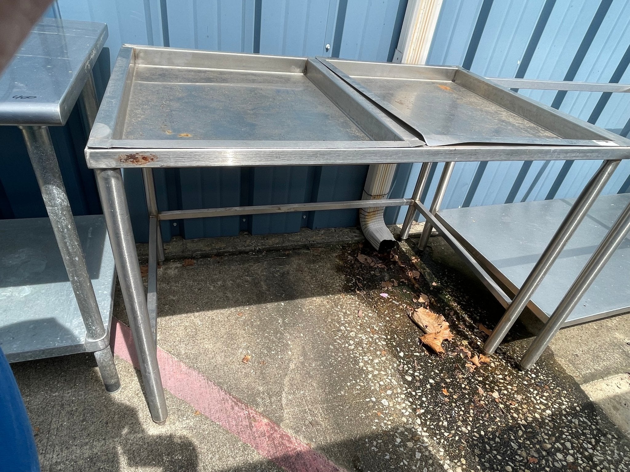 Used 48" Stainless Steel Table with Removable Trays - SS90 - Falcon Restaurant Supply - 2