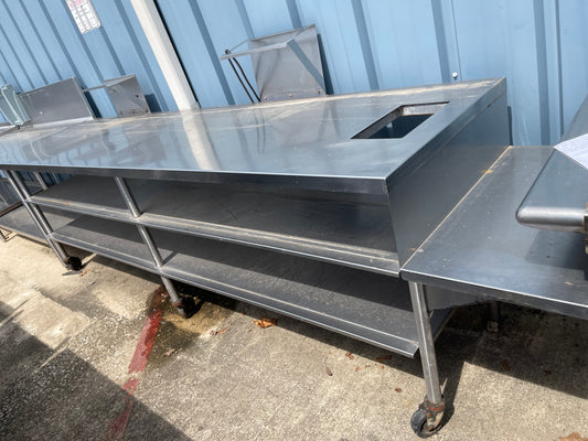 128" Stainless Steel Table with Shelves - SS95