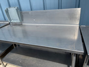 Used 66" Stainless Steel Table with 12" Backsplash - SS96 - Falcon Restaurant Supply - 1