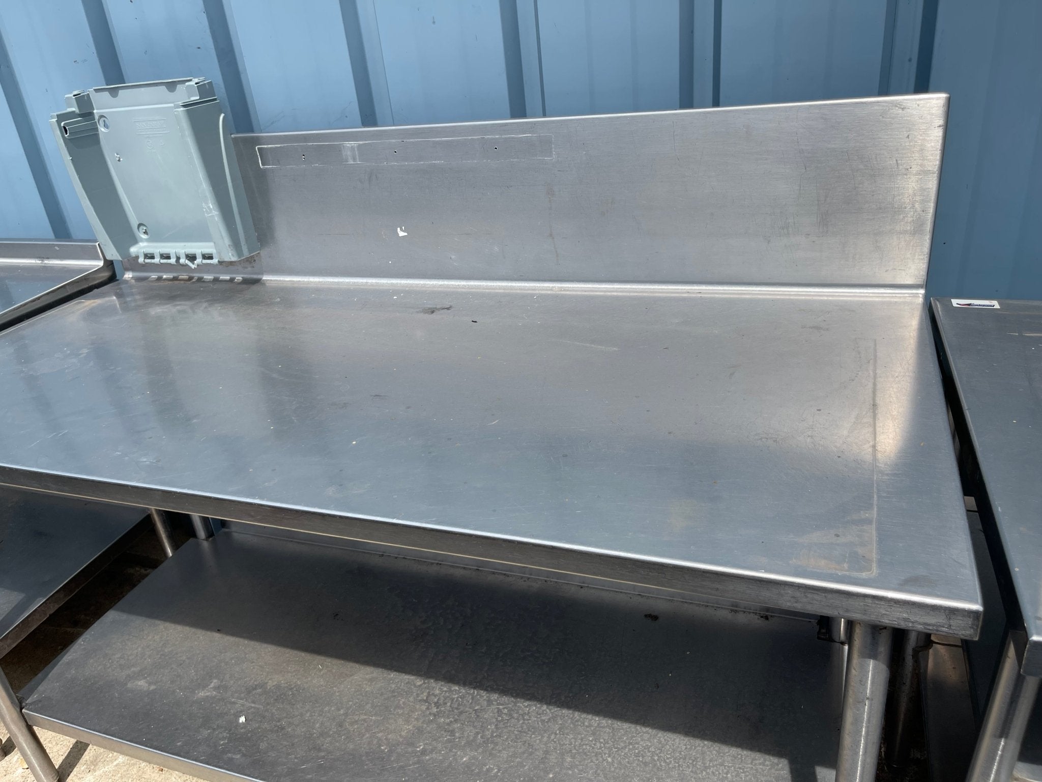 Used 66" Stainless Steel Table with 12" Backsplash - SS96 - Falcon Restaurant Supply - 1