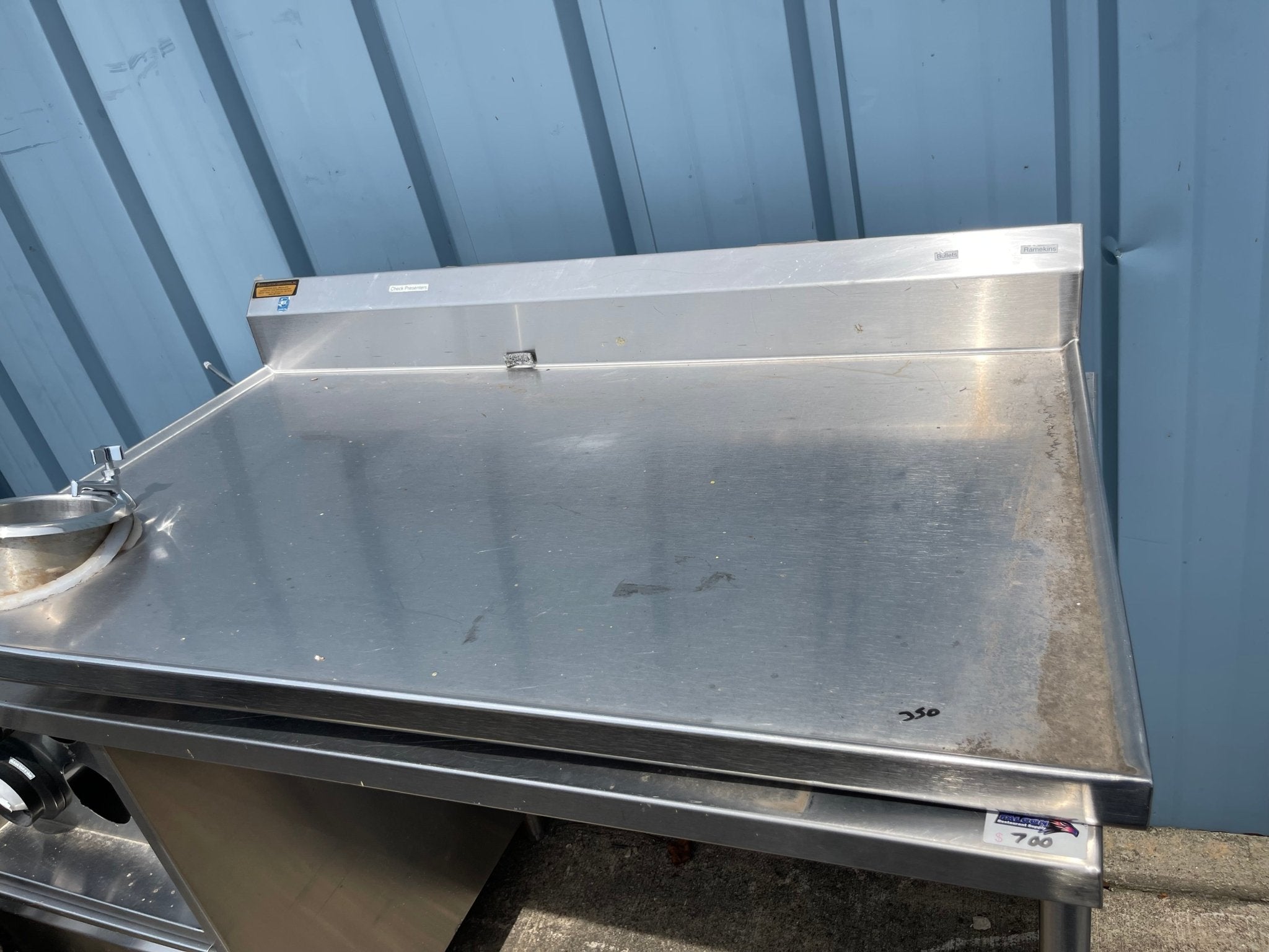 Used 48" Stainless Steel Table Top with Sink - SS98 - Falcon Restaurant Supply - 1