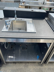 Used 38" Composite Table with Sink  and 2 Faucets - SS108