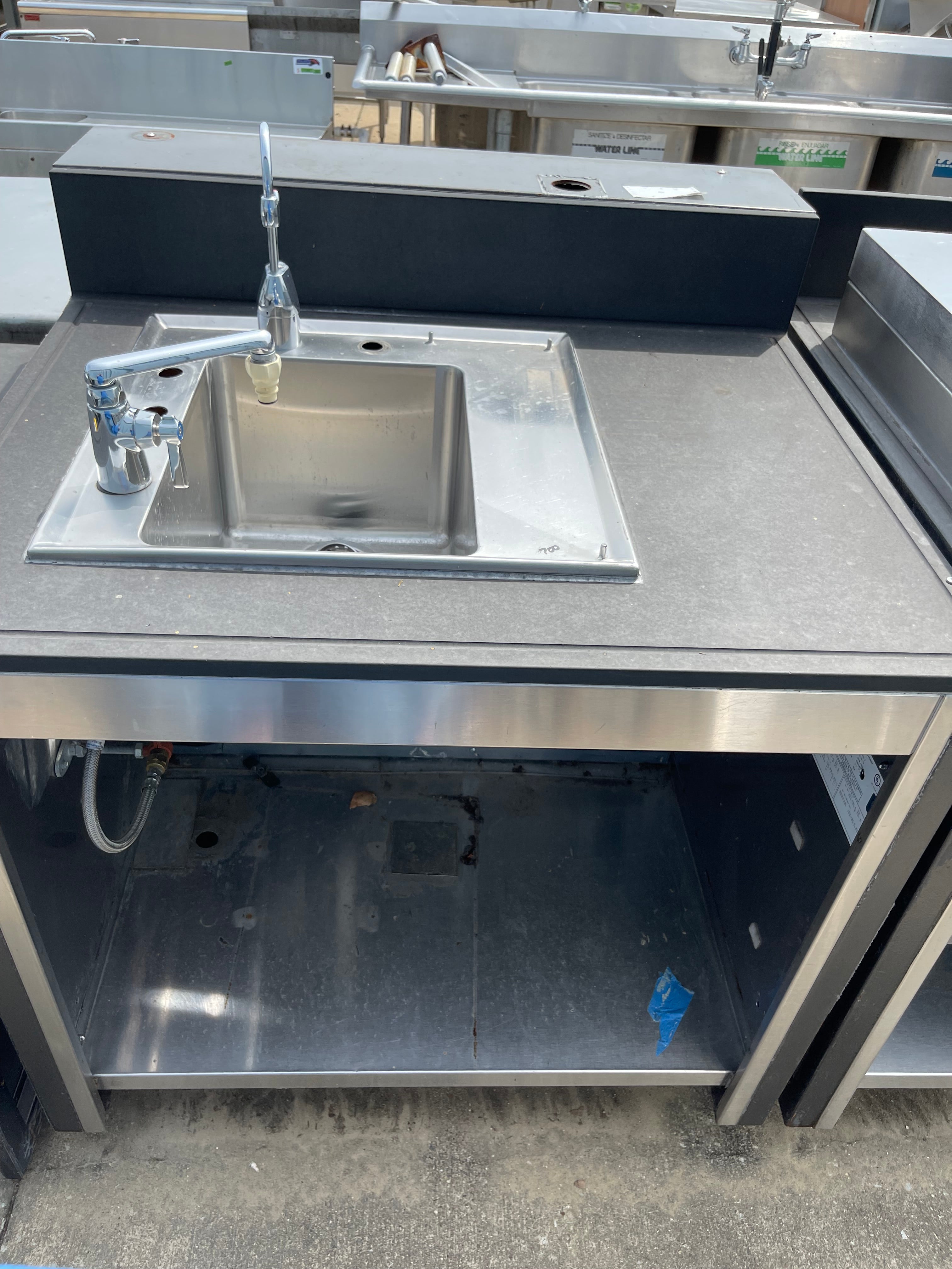 Used 38" Composite Table with Sink  and 2 Faucets - SS108