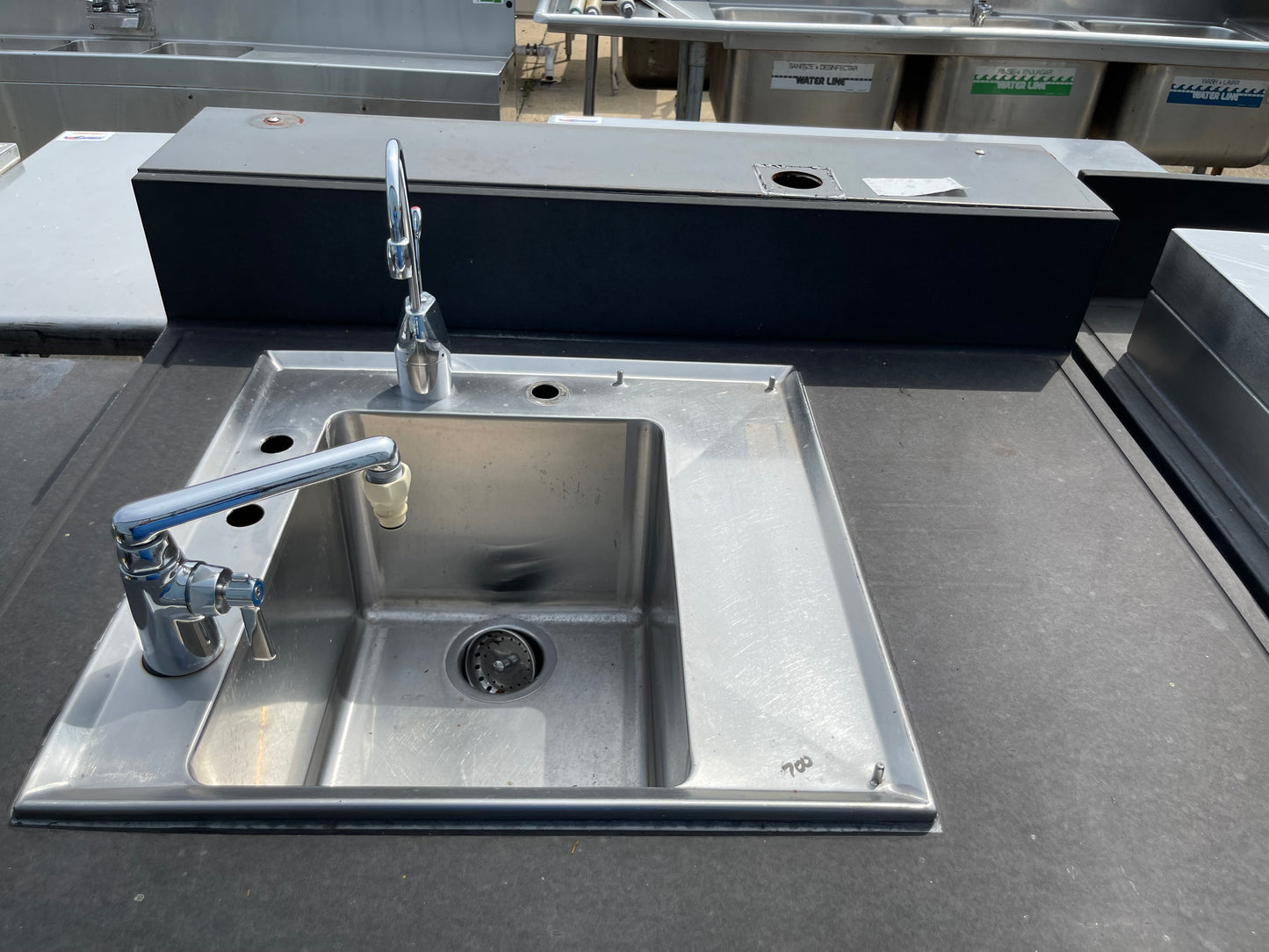 Used 38" Composite Table with Sink  and 2 Faucets - SS108