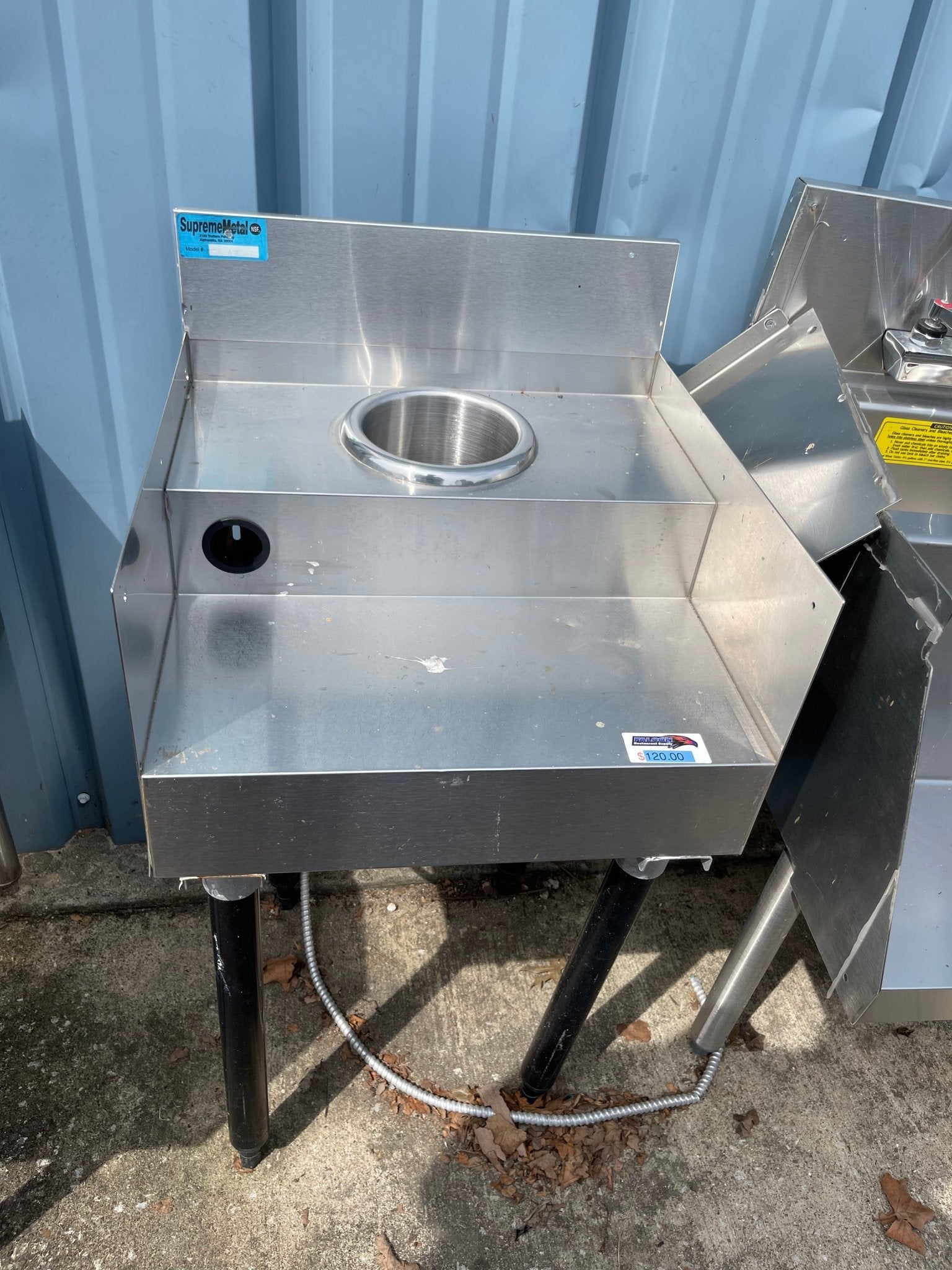 Used 18" Stainless Steel Under Bar Blender Station with Drain - SS104 - Falcon Restaurant Supply - 1