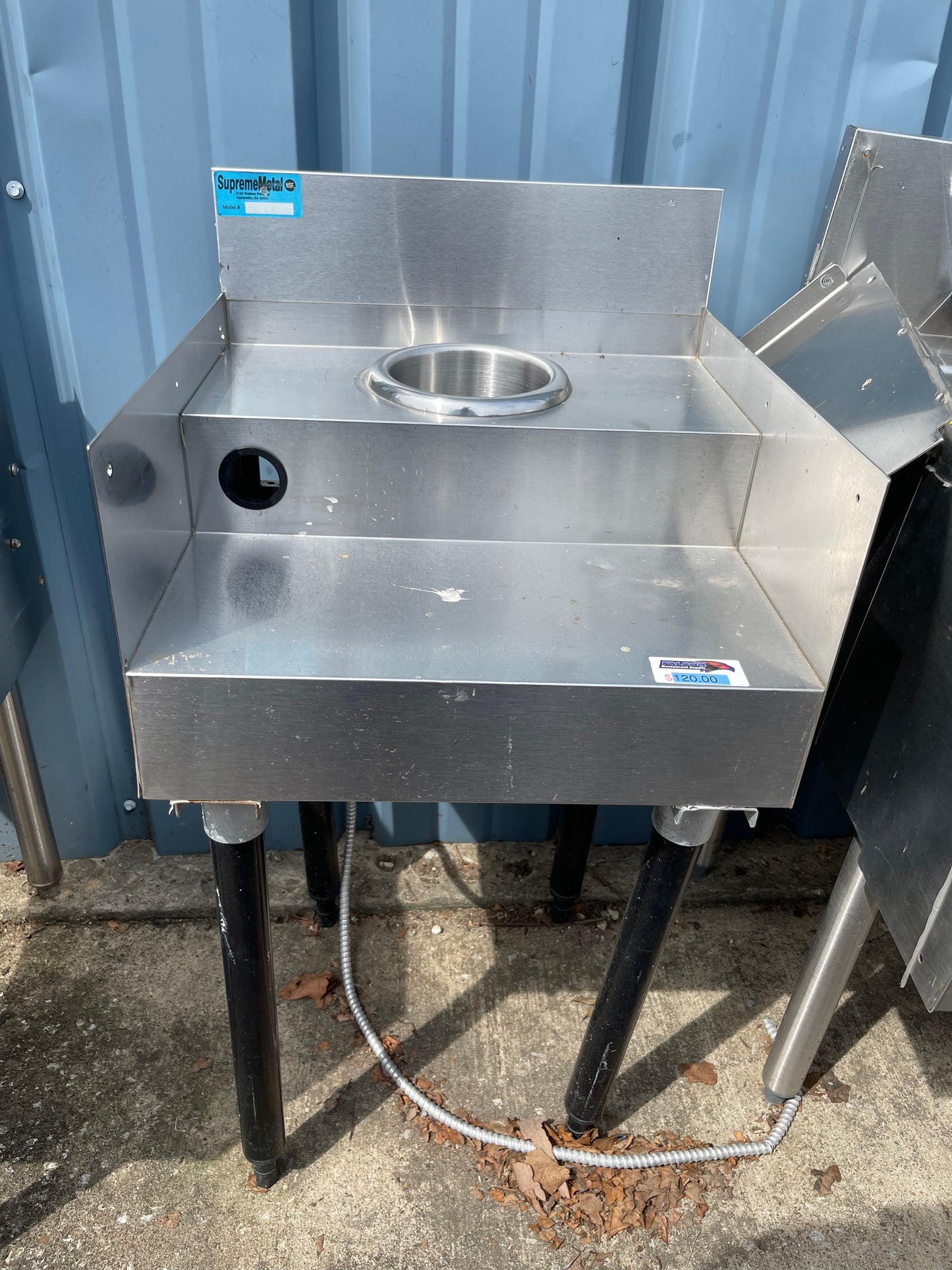 Used 18" Stainless Steel Under Bar Blender Station with Drain - SS104