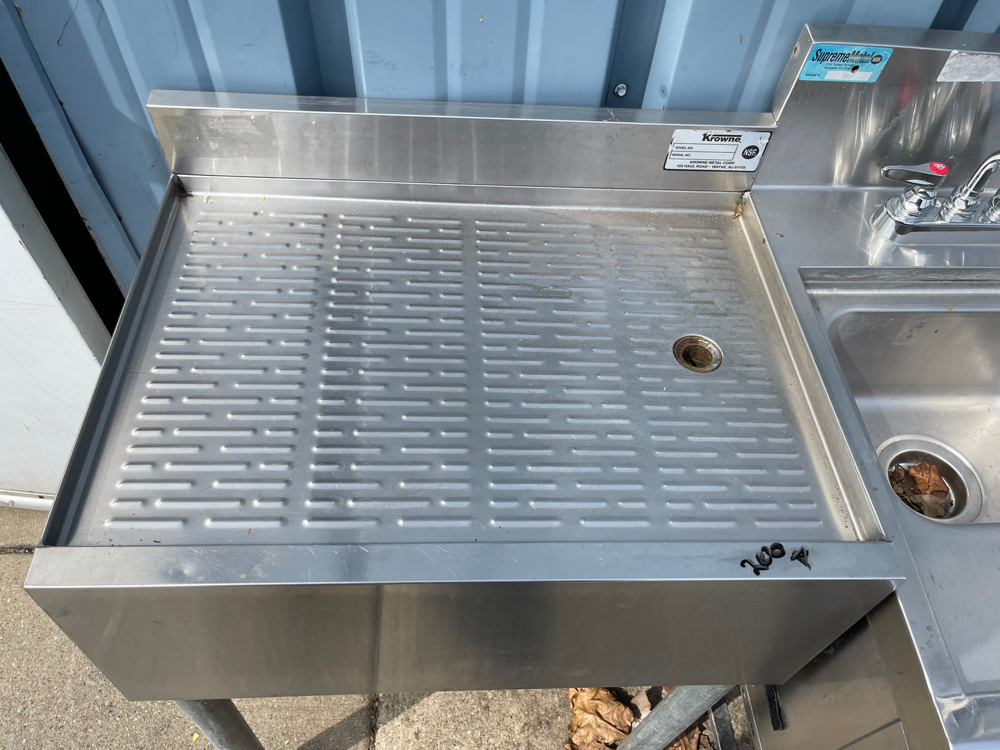 Used 24" Krowne Stainless Steel Under Bar Drainboard - SS107