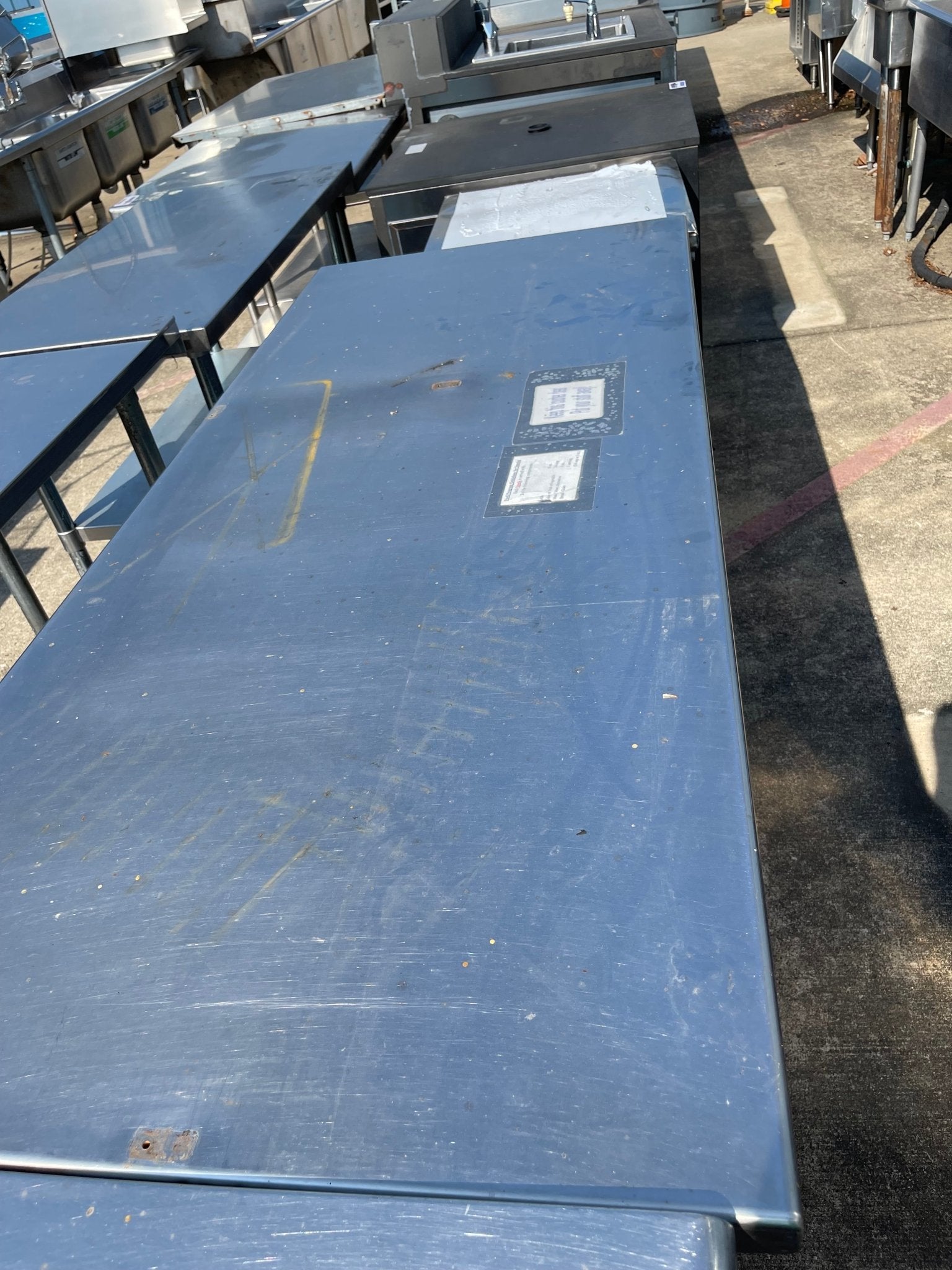 Used 72" Stainless Steel Table with Storage Shelves - SS111 - Falcon Restaurant Supply - 2