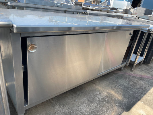 Used 72" Stainless Steel Table with Storage Shelves - SS111