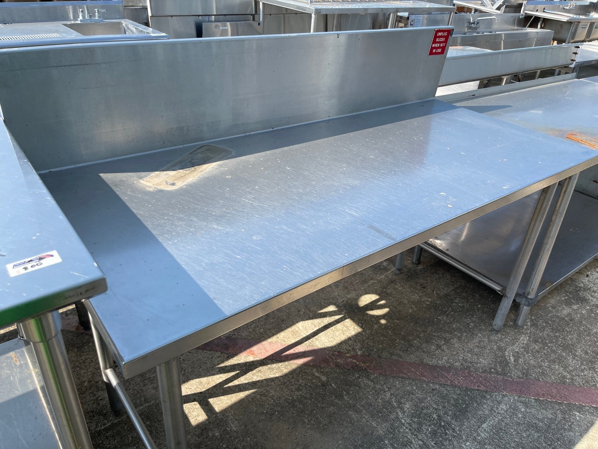 Used 66" Stainless Steel Table with 12" Backsplash - SS113 - Falcon Restaurant Supply - 1