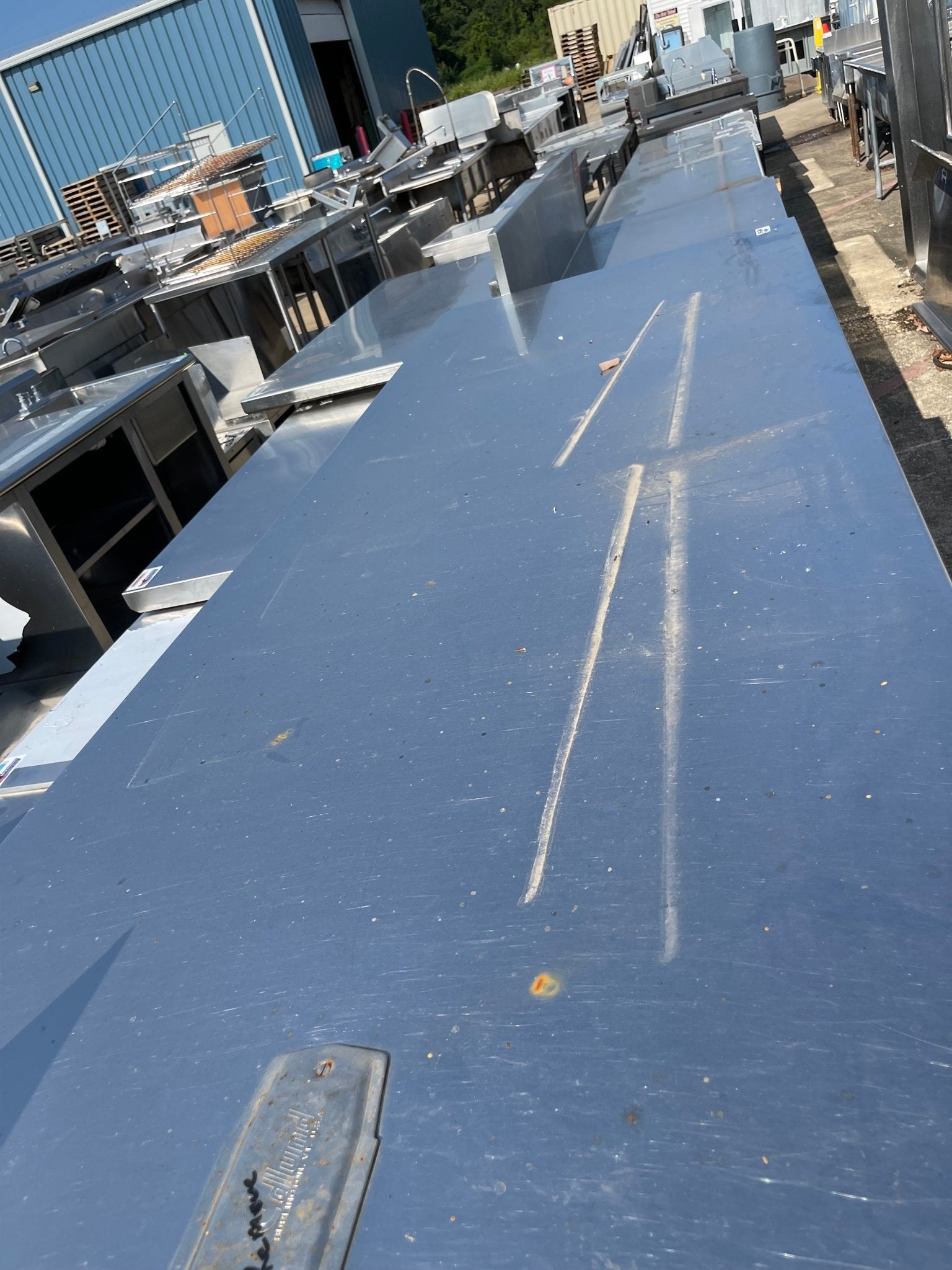 Used 96" Stainless Steel Table with Caster Wheels - SS114 - Falcon Restaurant Supply - 2