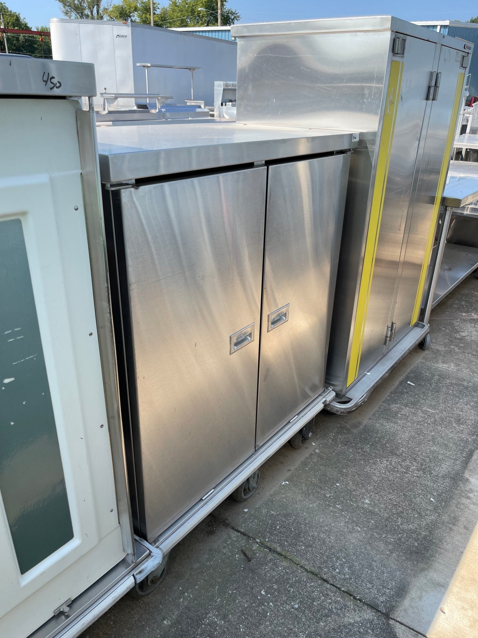 Used Stainless Steel Mobile 2 Door Banquet Cart - SS118 - Falcon Restaurant Supply - 1