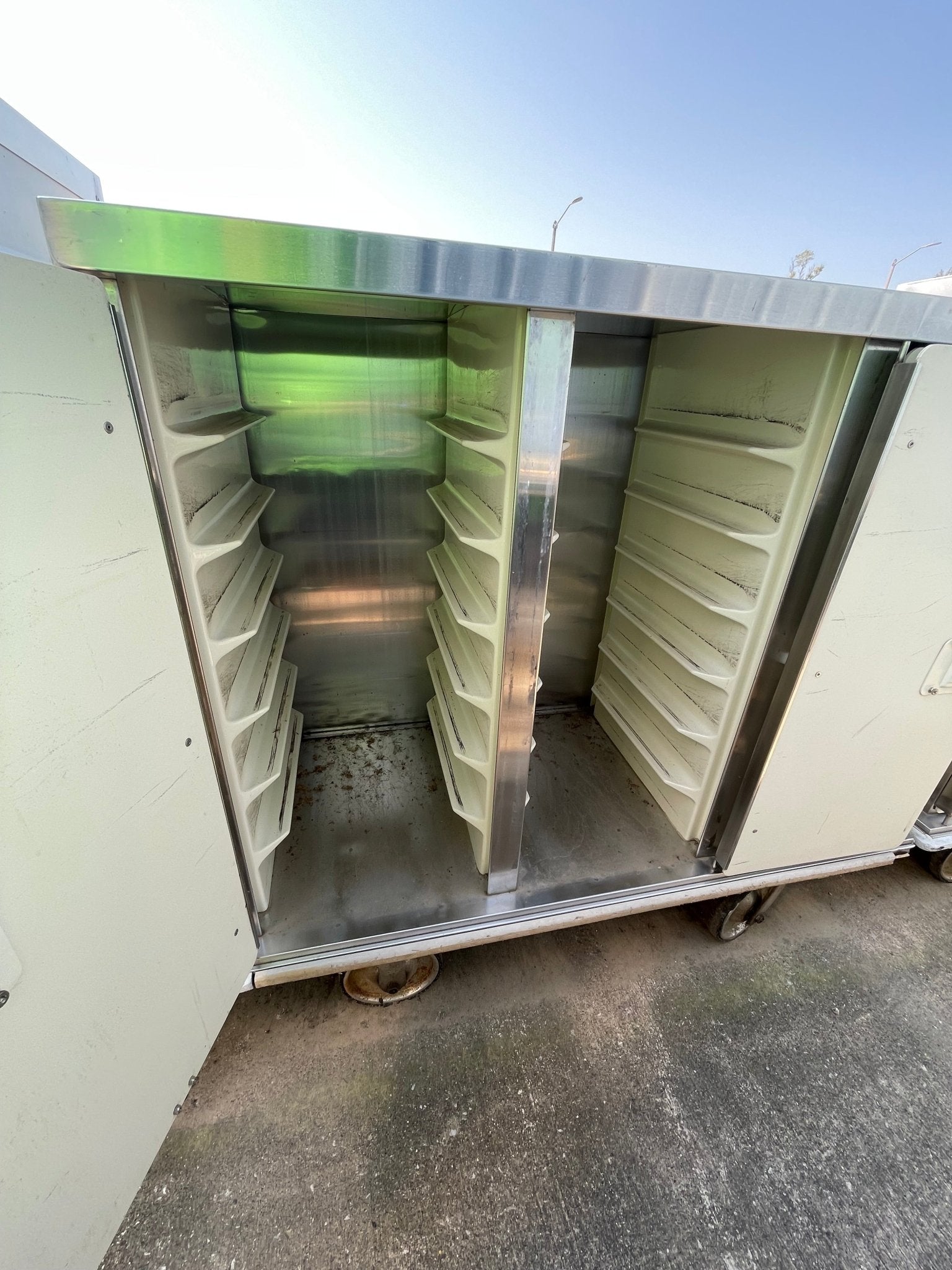 Used Stainless Steel Mobile 2 Door Banquet Cart - SS121 - Falcon Restaurant Supply - 2