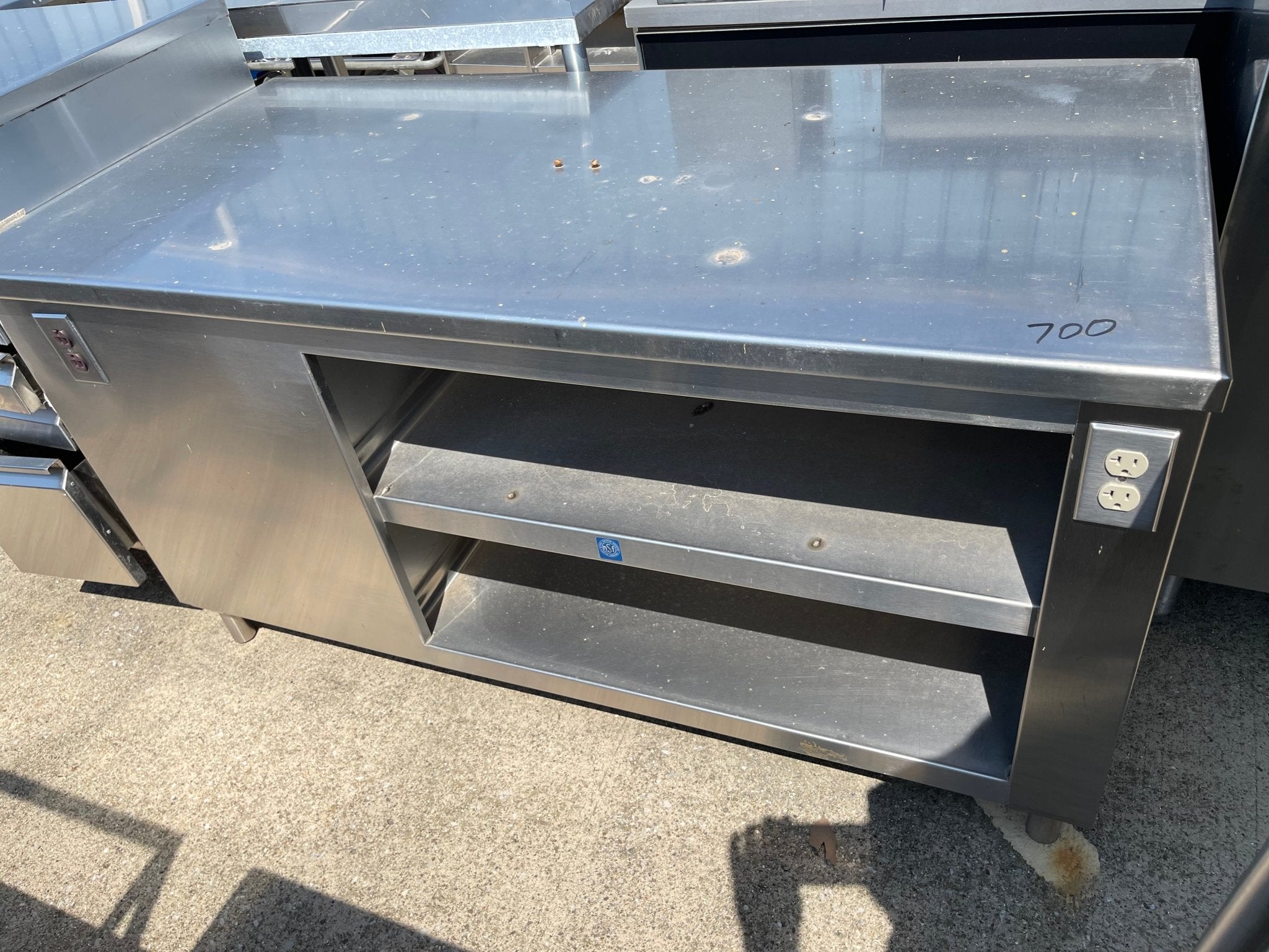 Used 61" Stainless Steel Equipment Stand with shelves and outlets - SS122 - Falcon Restaurant Supply - 1