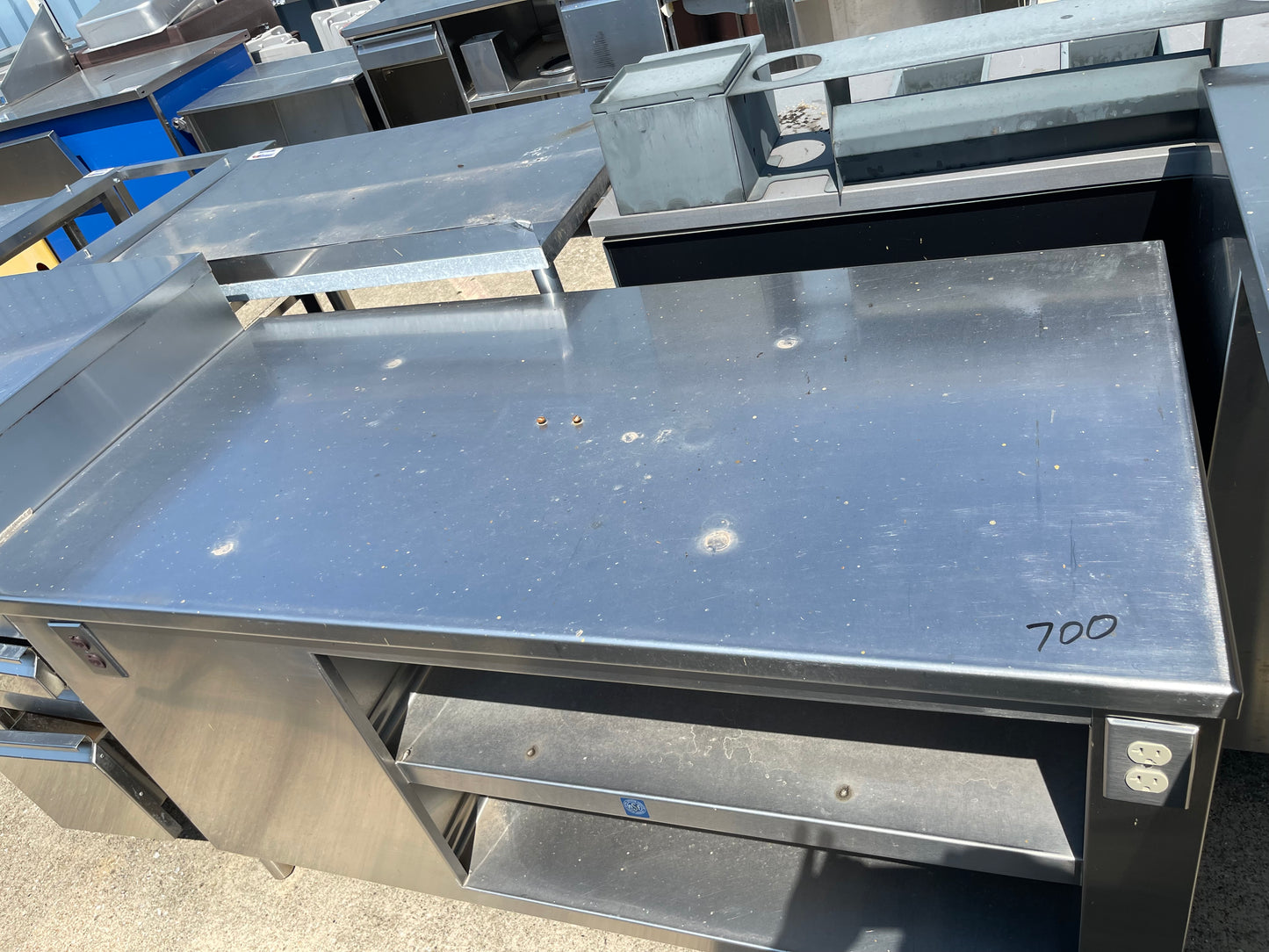 Used 61" Stainless Steel Equipment Stand with shelves and outlets - SS122