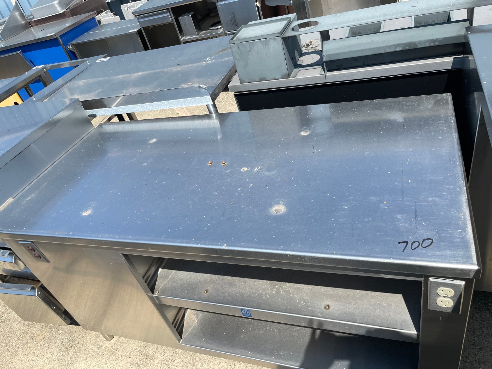 Used 61" Stainless Steel Equipment Stand with shelves and outlets - SS122 - Falcon Restaurant Supply - 2