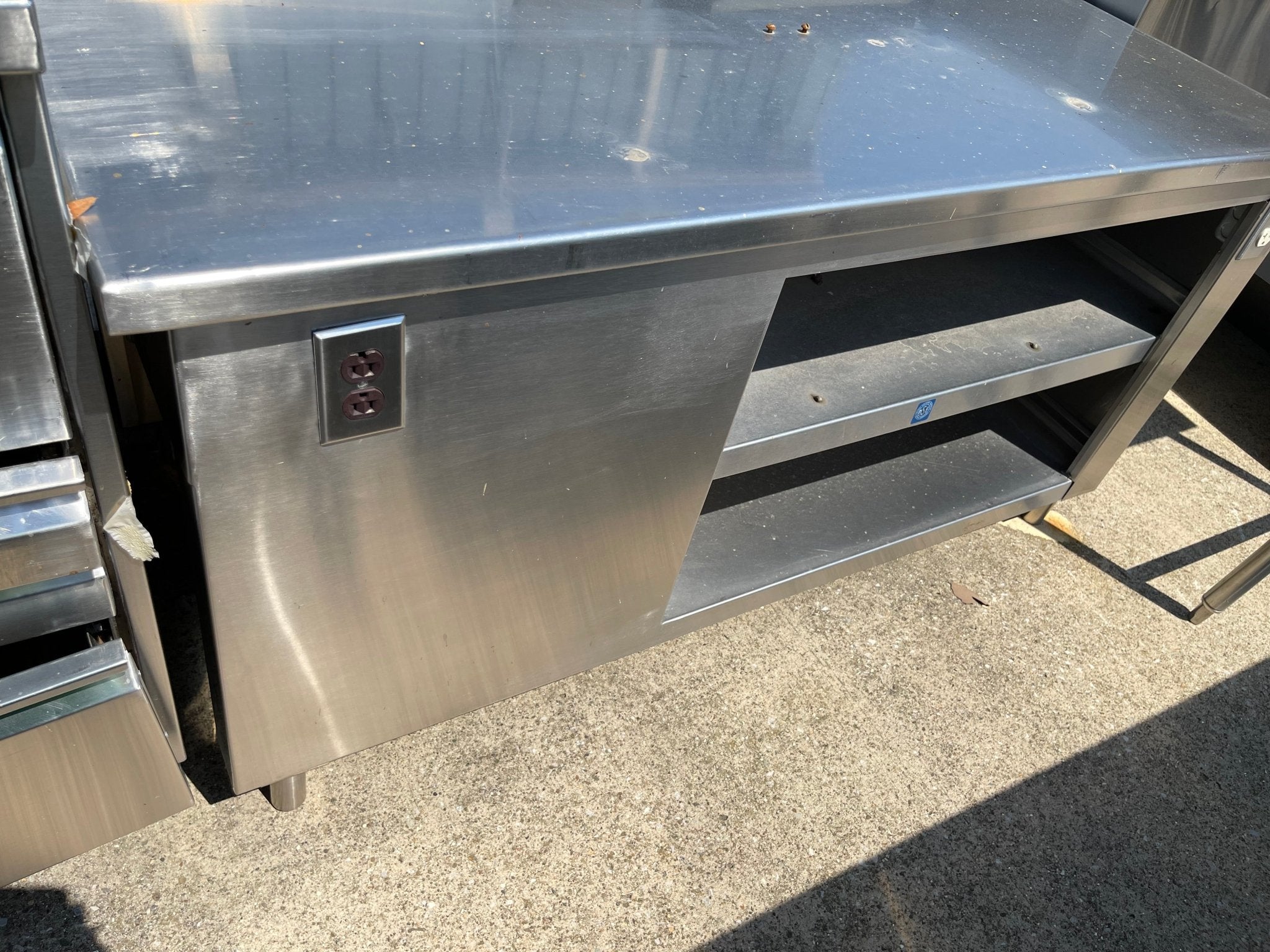 Used 61" Stainless Steel Equipment Stand with shelves and outlets - SS122 - Falcon Restaurant Supply - 3