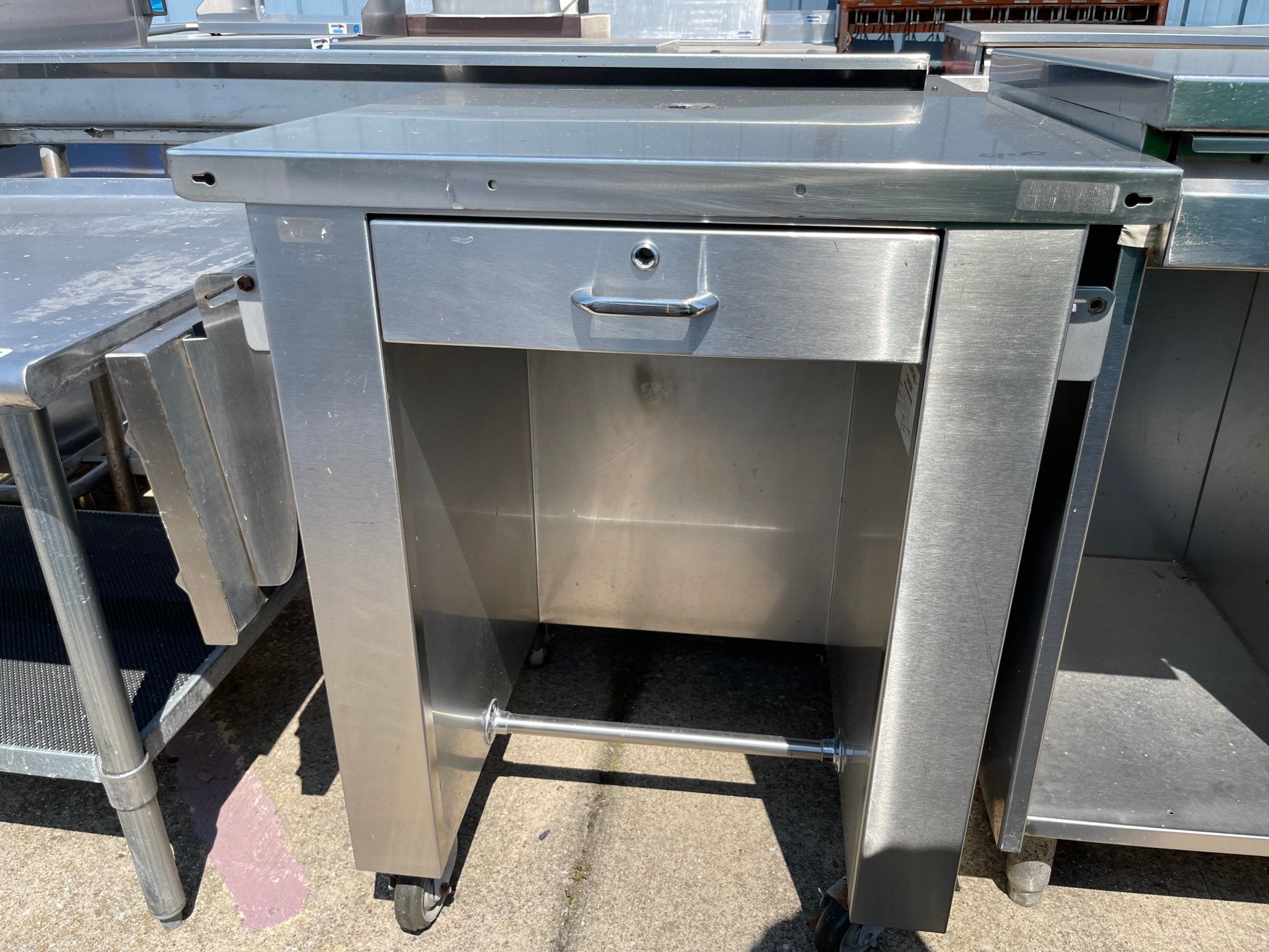 Used 30" Stainless Steel Work Station with Drawer and folding Shelf - SS124 - Falcon Restaurant Supply - 2