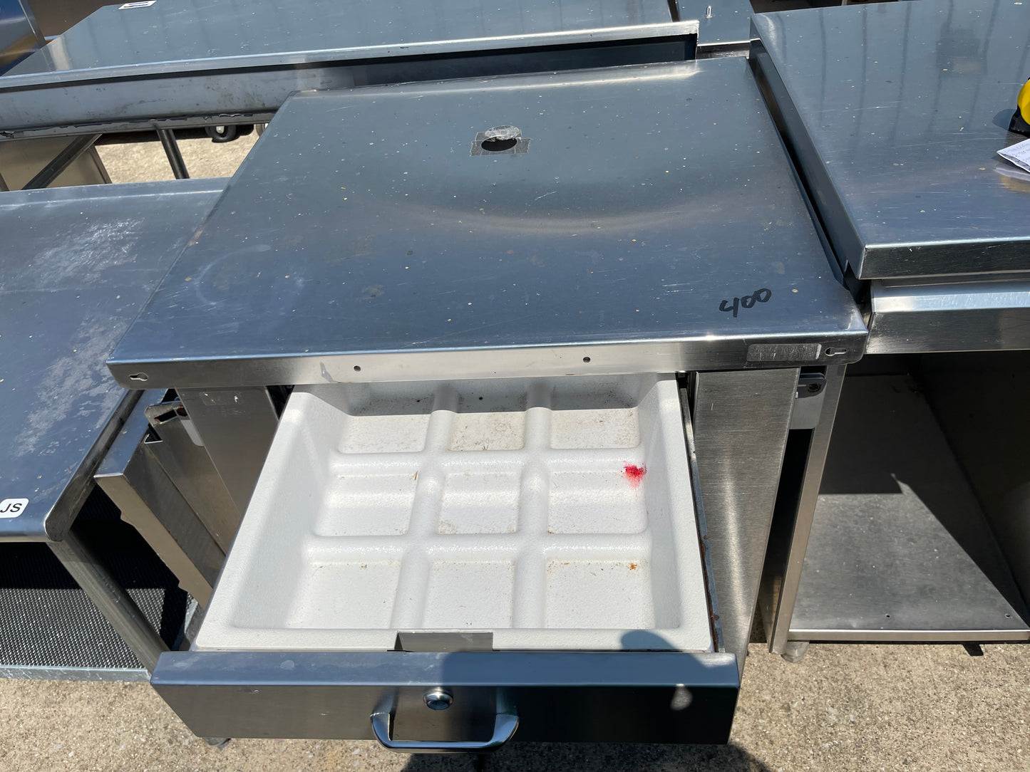 Used 30" Stainless Steel Work Station with Drawer and folding Shelf - SS124