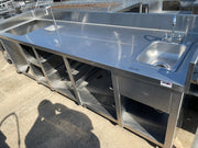 Used 108" Stainless Steel Table Counter with Sink and Faucet - SS144 - Falcon Restaurant Supply - 1