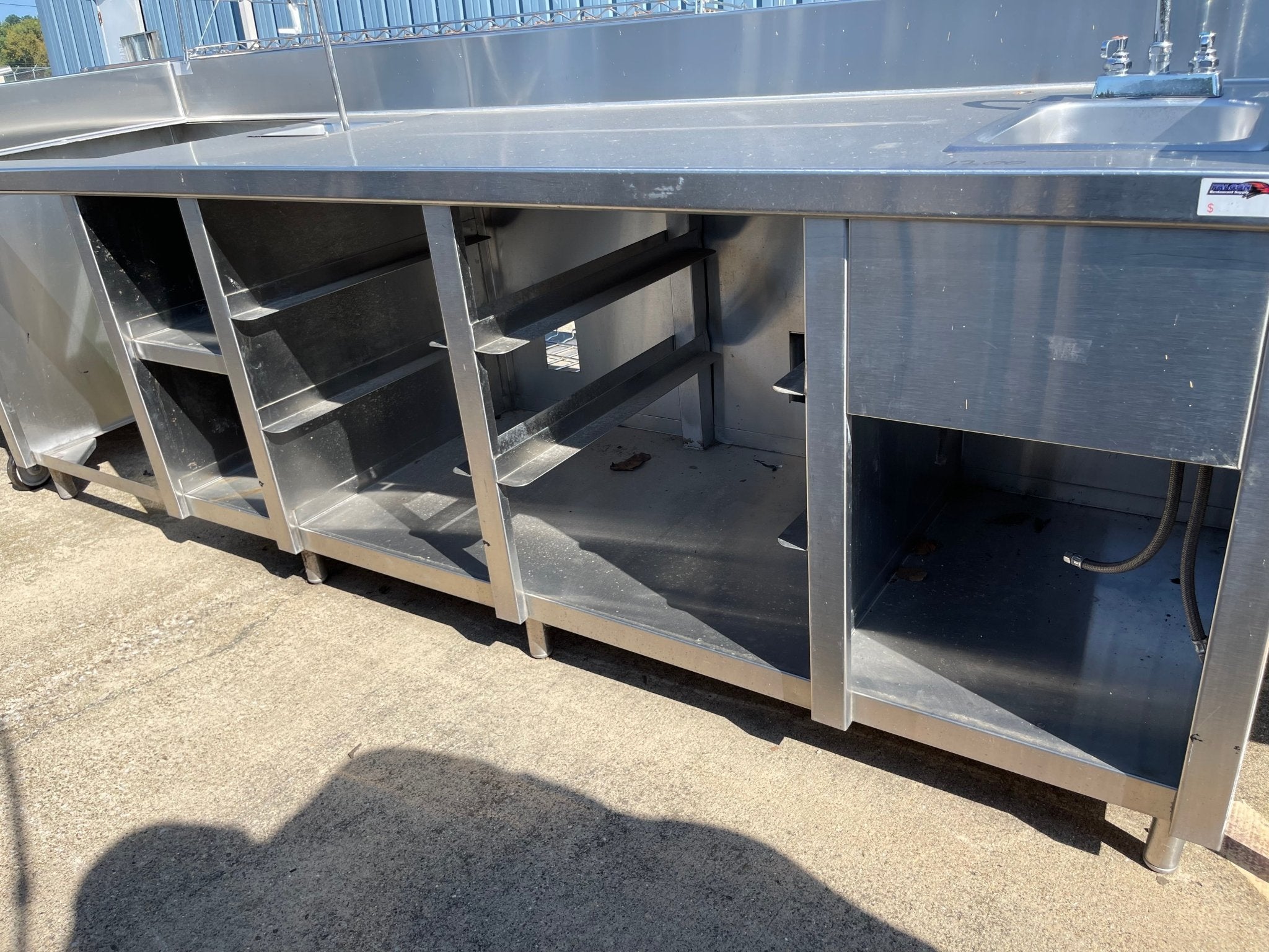 Used 108" Stainless Steel Table Counter with Sink and Faucet - SS144 - Falcon Restaurant Supply - 2