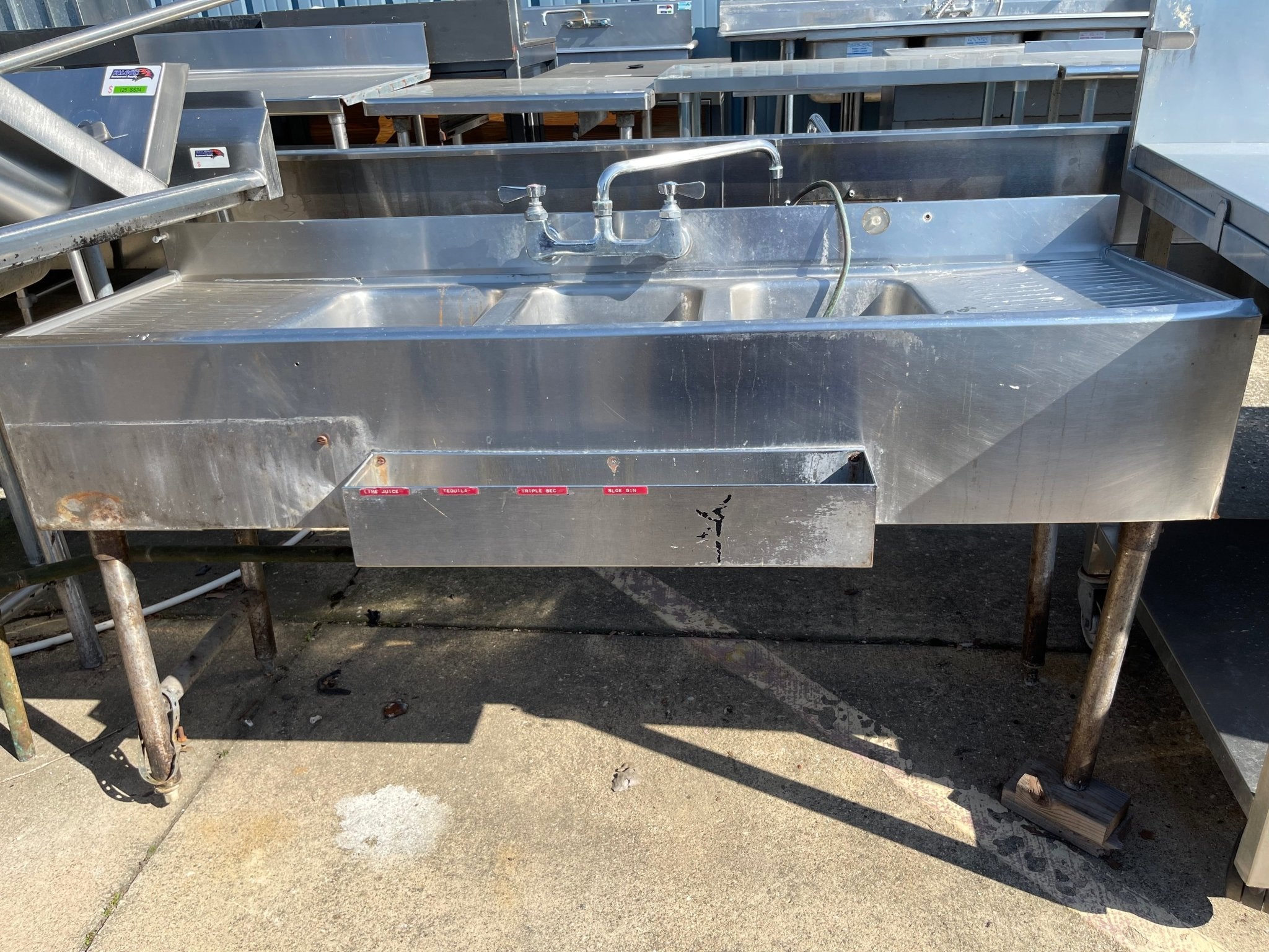 Used 59" Under Bar 3 Compartment Sink with Faucet - SS146 - Falcon Restaurant Supply - 2