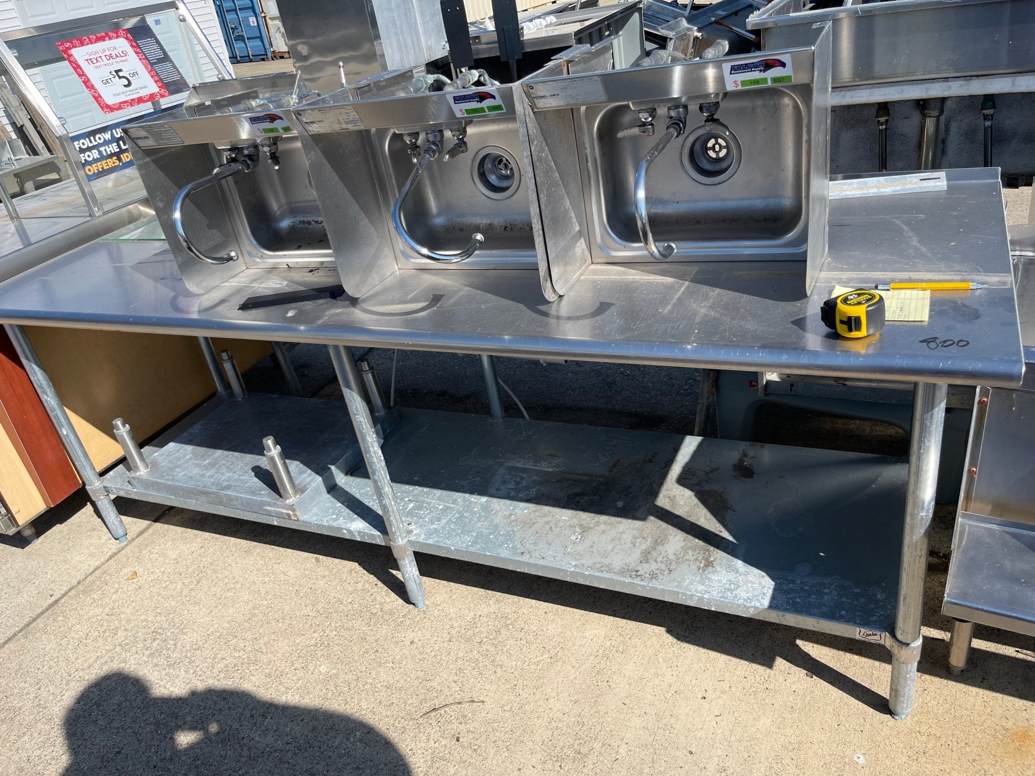 Used 96" Stainless Steel Table - SS150 - Falcon Restaurant Supply - 1