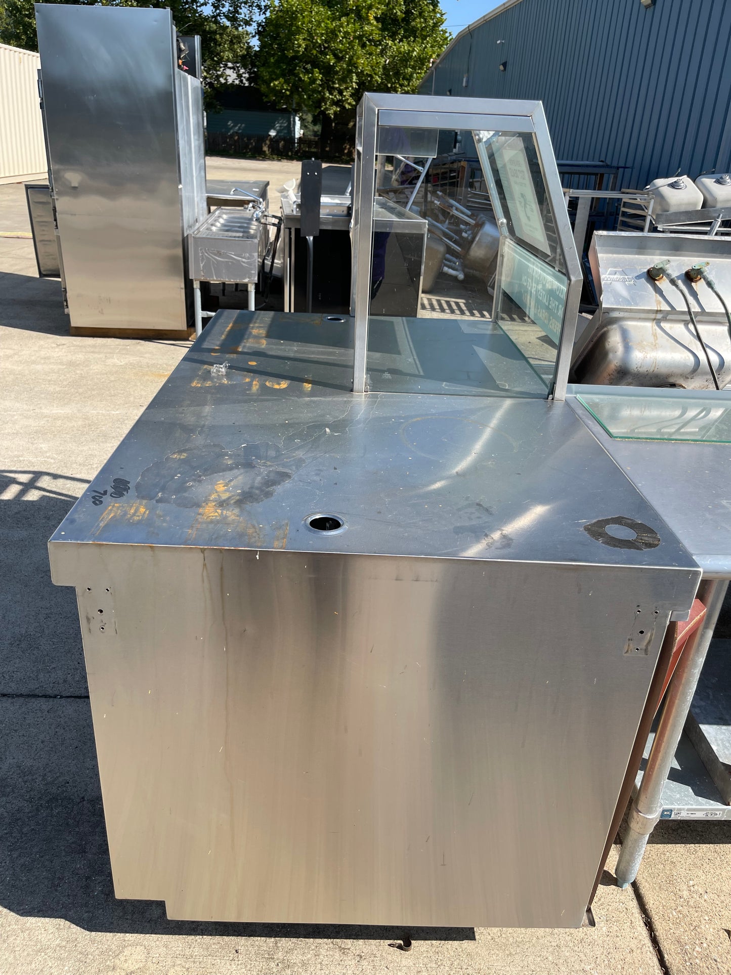 Used 57" Stainless Steel Serving Station with Sneeze Guard - SS151