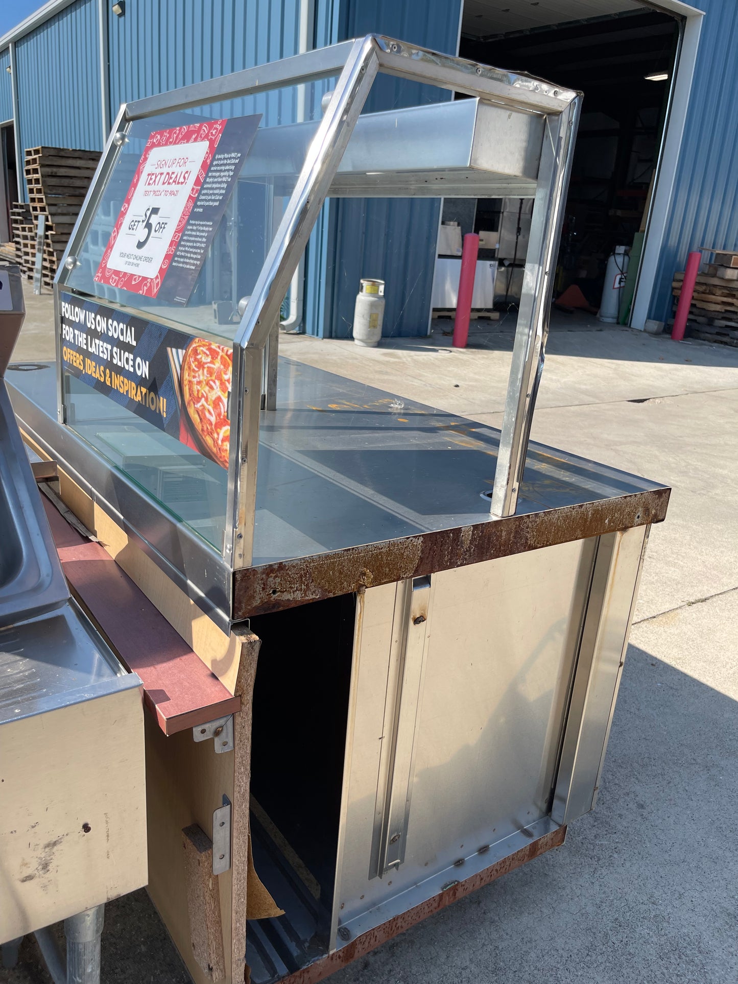 Used 57" Stainless Steel Serving Station with Sneeze Guard - SS151