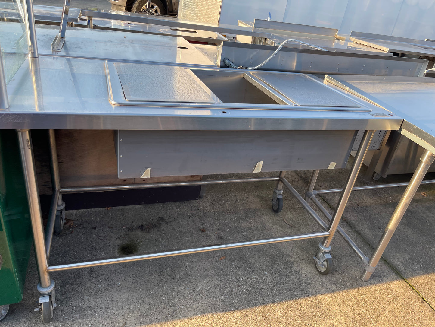 Used 60" Stainless Steel 3 compartment Ice Down Bar Table - SS161