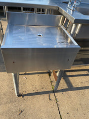 Used 23" Stainless Steel Under Bar Drain Board - SS173 - Falcon Restaurant Supply - 1