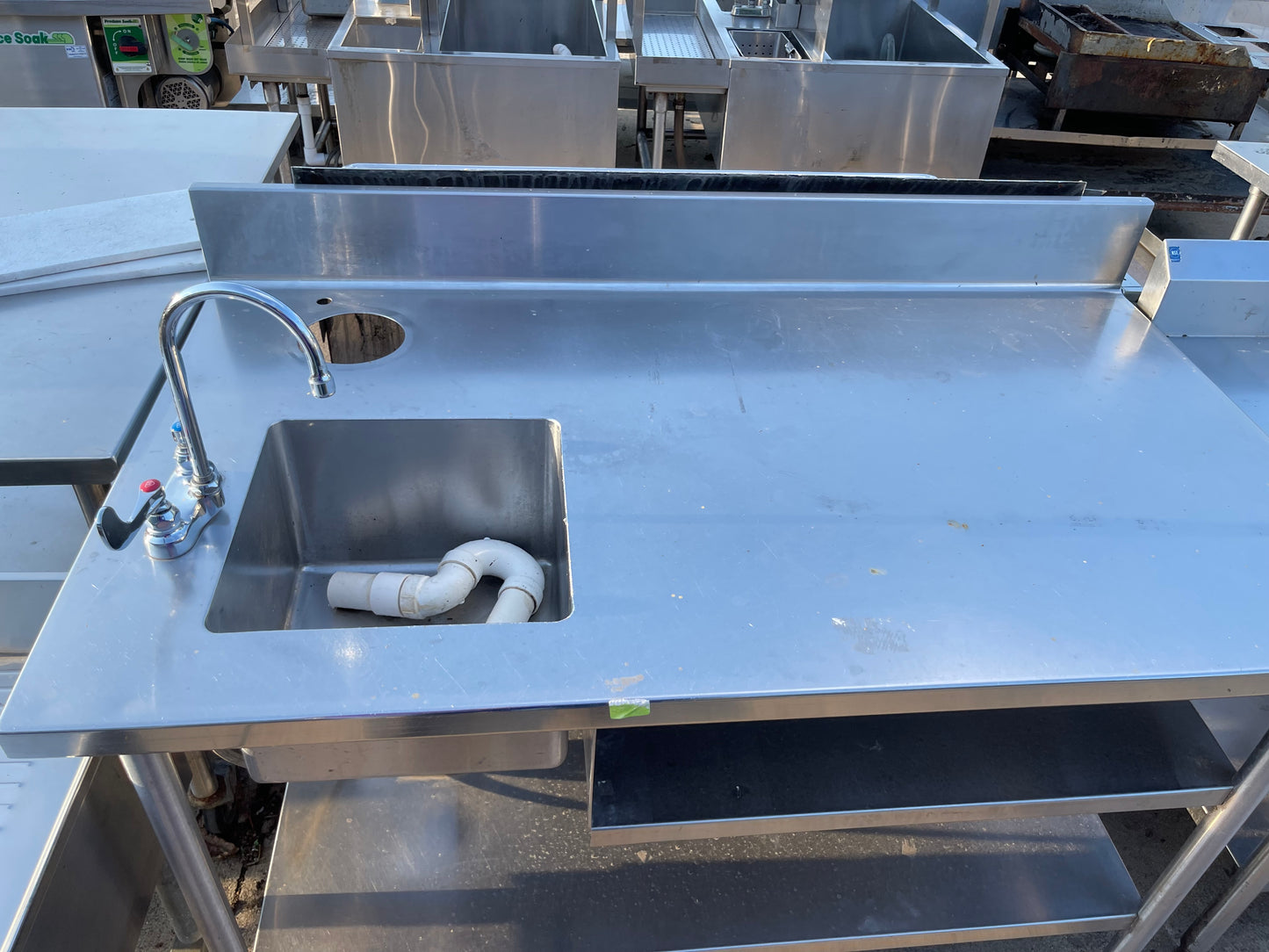 Used 58" Stainless Steel Single Compartment Sink with Faucet - SS174