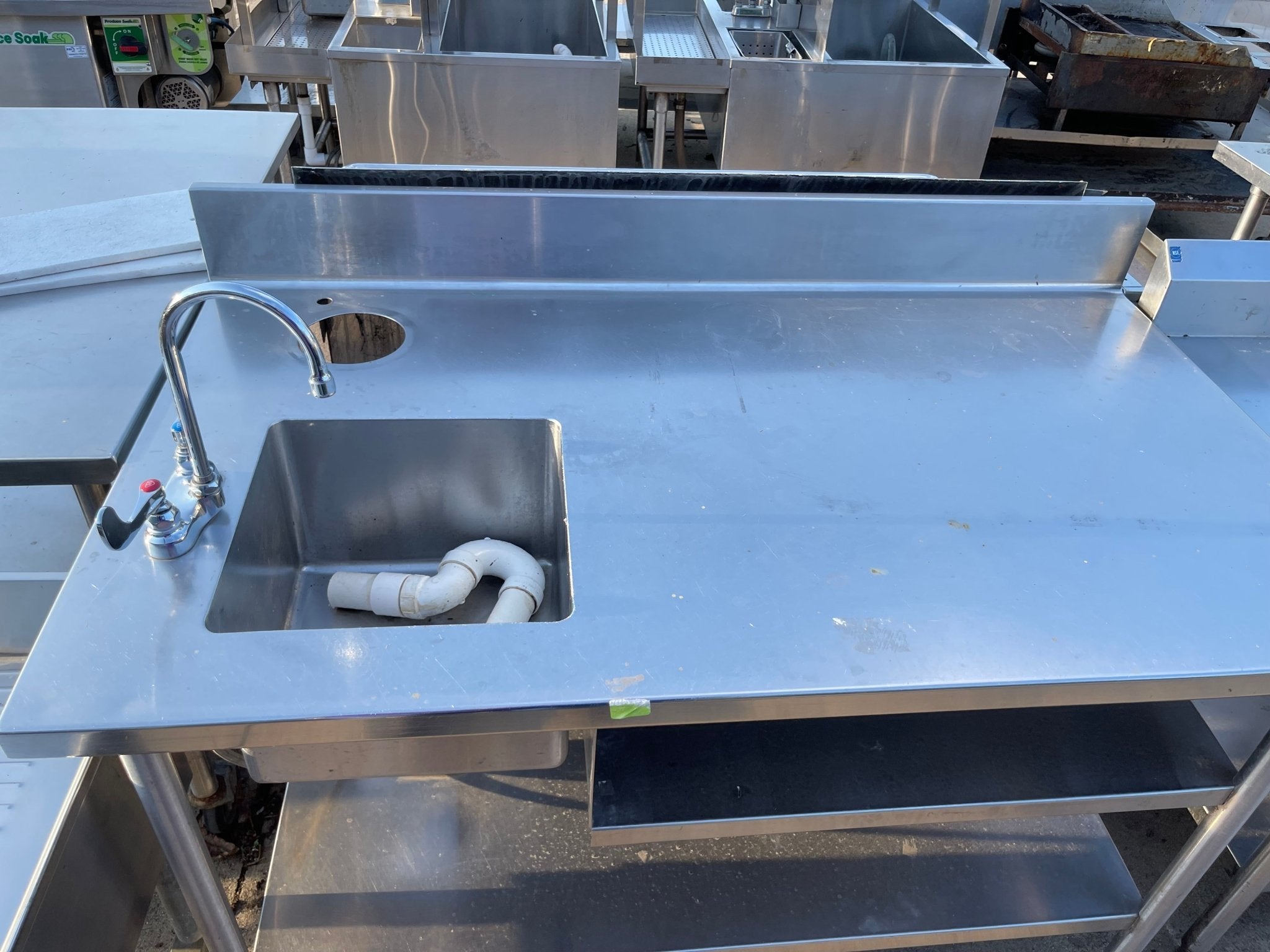 Used 58" Stainless Steel Single Compartment Sink with Faucet - SS174 - Falcon Restaurant Supply - 3