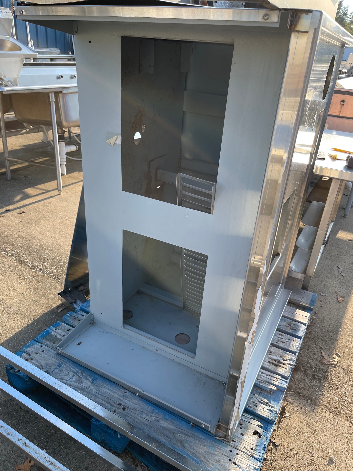 Used 48: Stainless Wood Grain 2 Door Cabinet - SS171