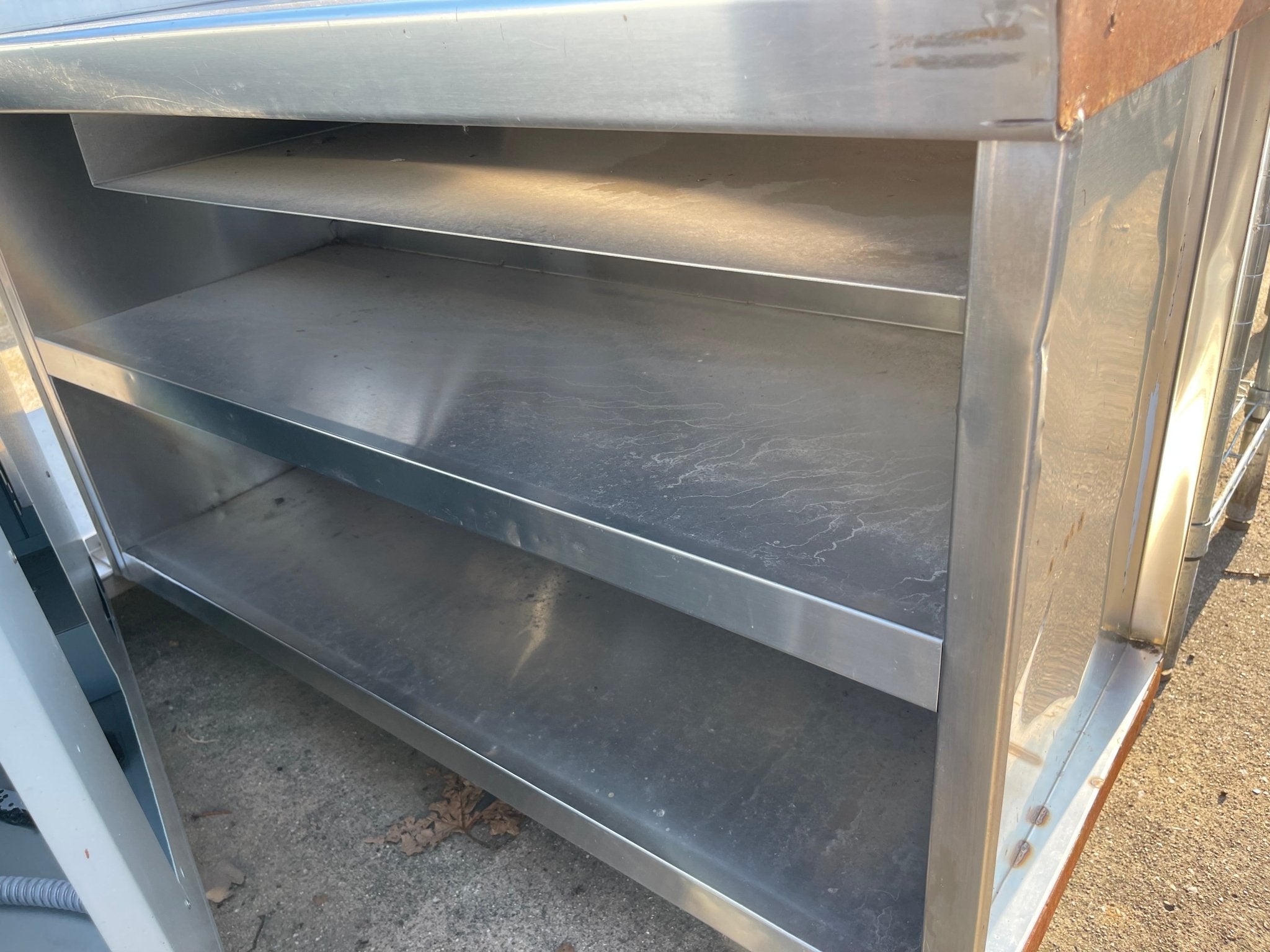 Used 48" Stainless Steel Table with Shelves and Outlets - SS181 - Falcon Restaurant Supply - 2