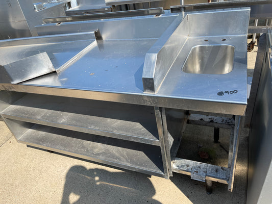 Used 68" Stainless Steel Work Station with Sink and Shelves - SS185