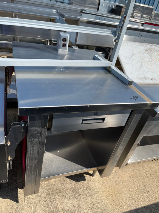 Used 30" Shelleysteel Stainless Steel Work Station with Folding Shelf and Drawer - SS187